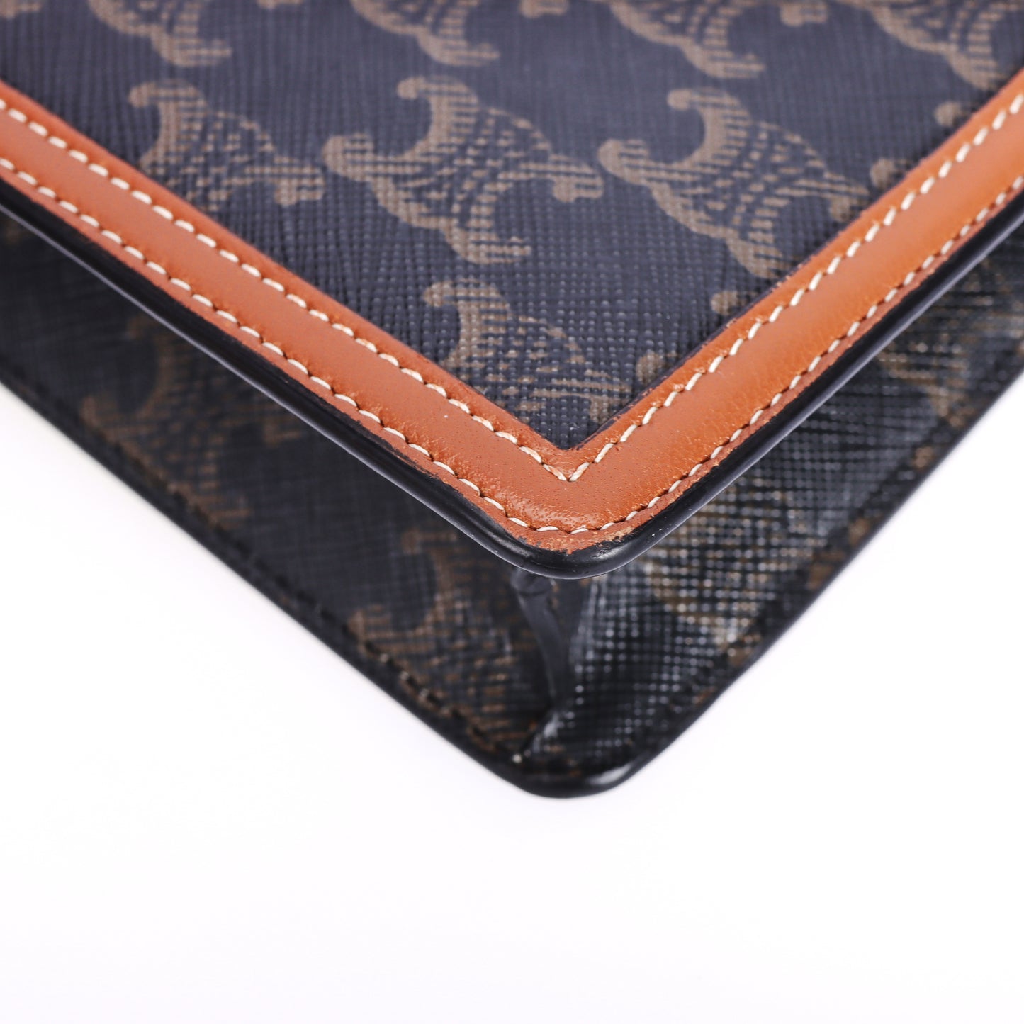 Pre-Owned Celine Triomphe Canvas Brown Calfskin Crossbody Bag 85545843