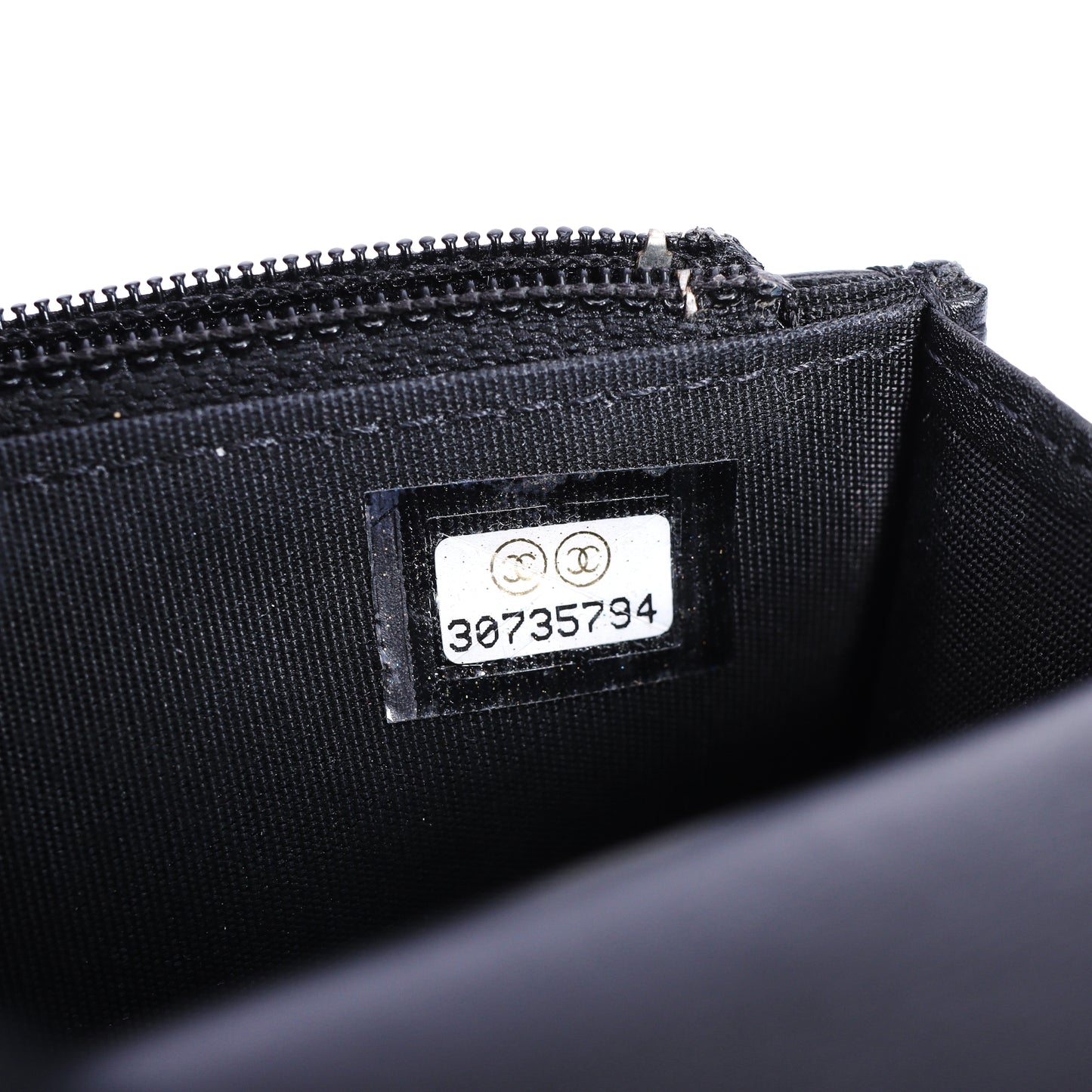 Pre-Owned Chanel Classic Quilted Pearl Handle Black Lambskin Leather Wallet on Chain 85862214