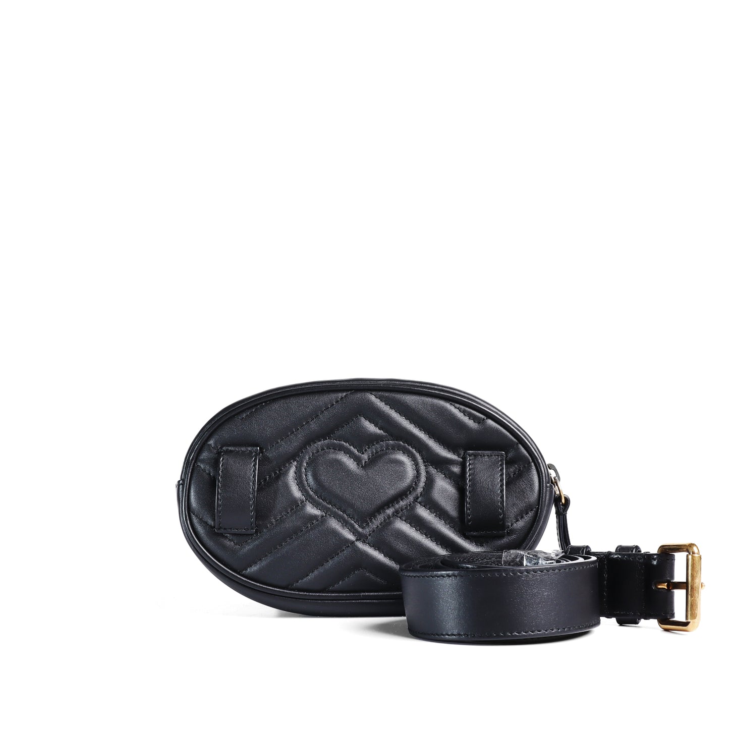 Pre‑Owned Gucci Marmont Black Matelassé GG Calfskin Belt Bag 86311781