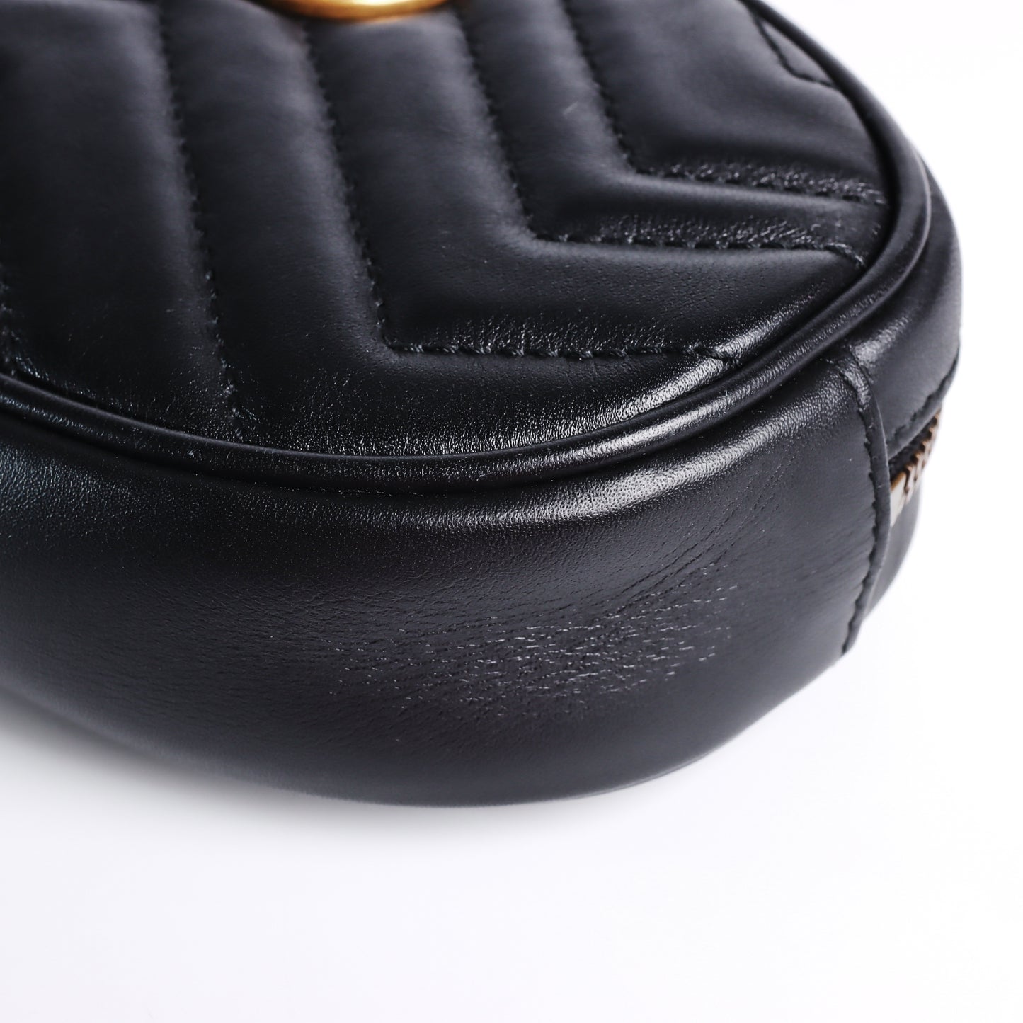 Pre‑Owned Gucci Marmont Black Matelassé GG Calfskin Belt Bag 86311781