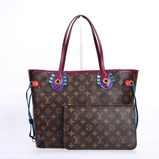Pre-Owned Louis Vuitton Neverfull MM Monogram Brown Coated Canvas Shoulder Bag 86351111
