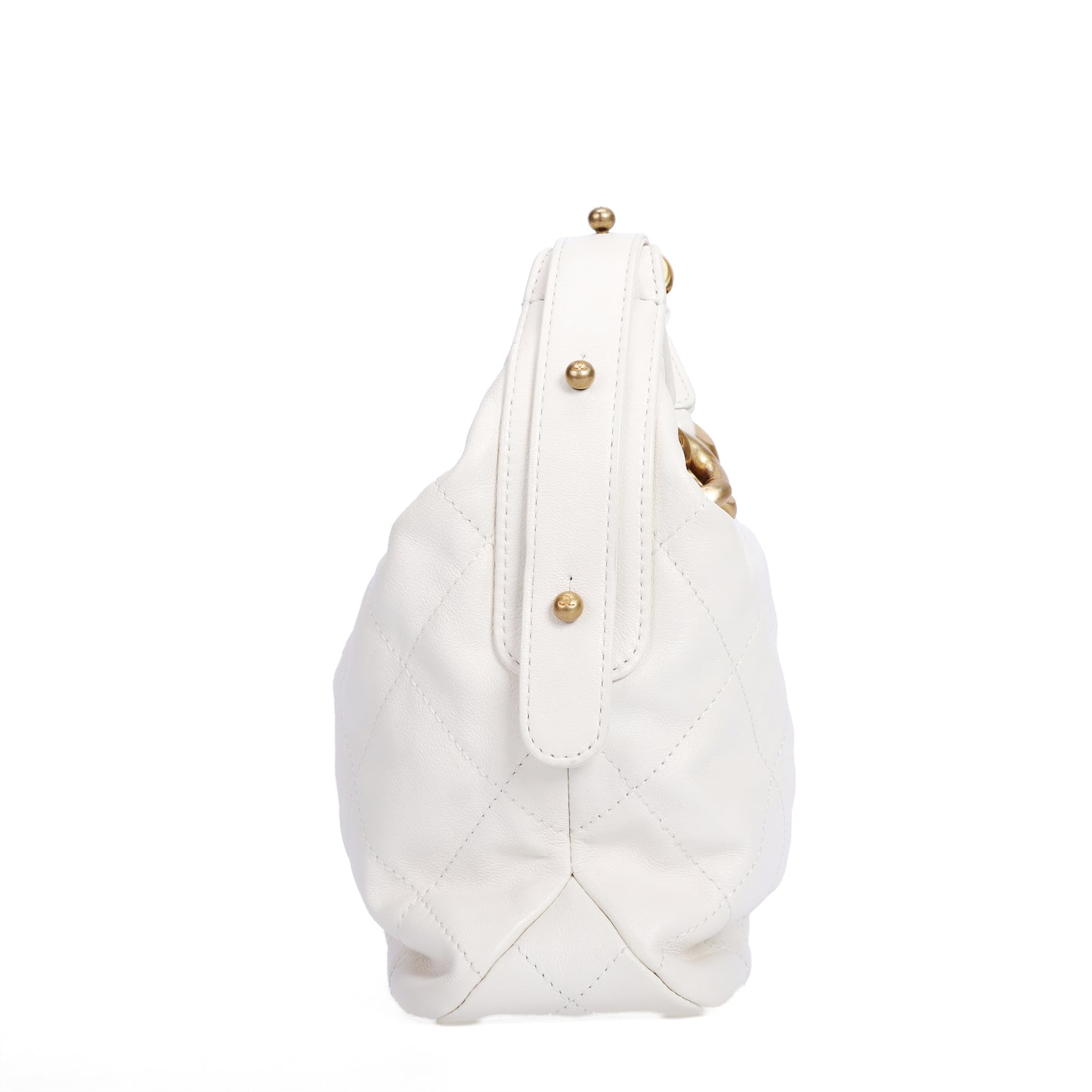 Pre-Owned Chanel White Calfskin Shoulder Bag 86581259