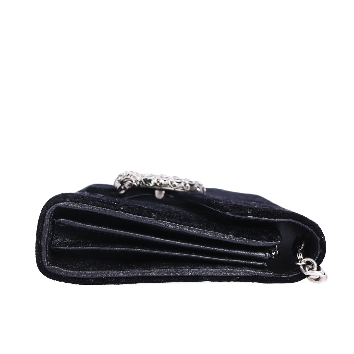 Pre-Owned Gucci Dionysus WOC Black Velvet Wallet on Chain 87074399L