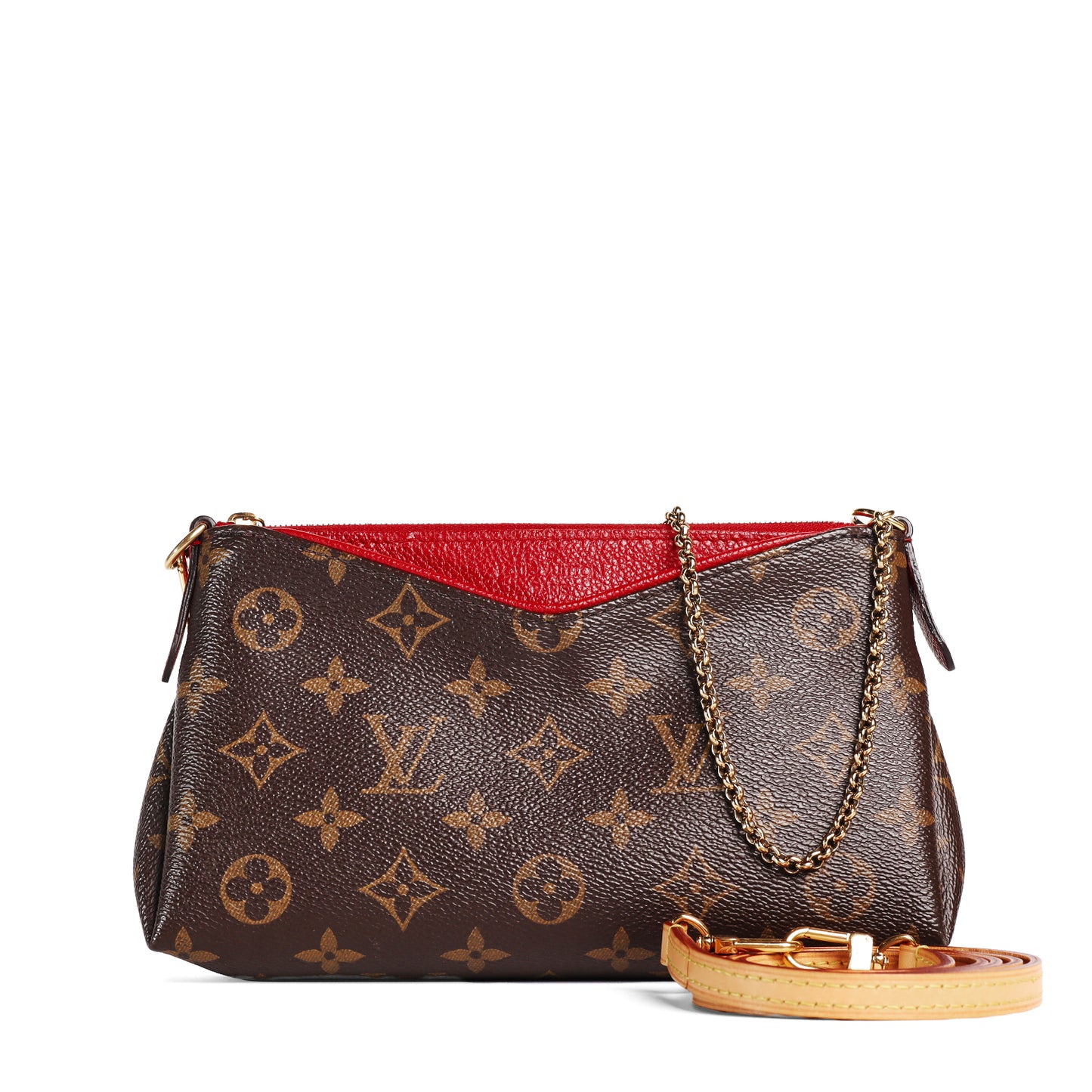 Pre-Owned Louis Vuitton Pallas Monogram Brown Coated Canvas Shoulder Bag 87741194