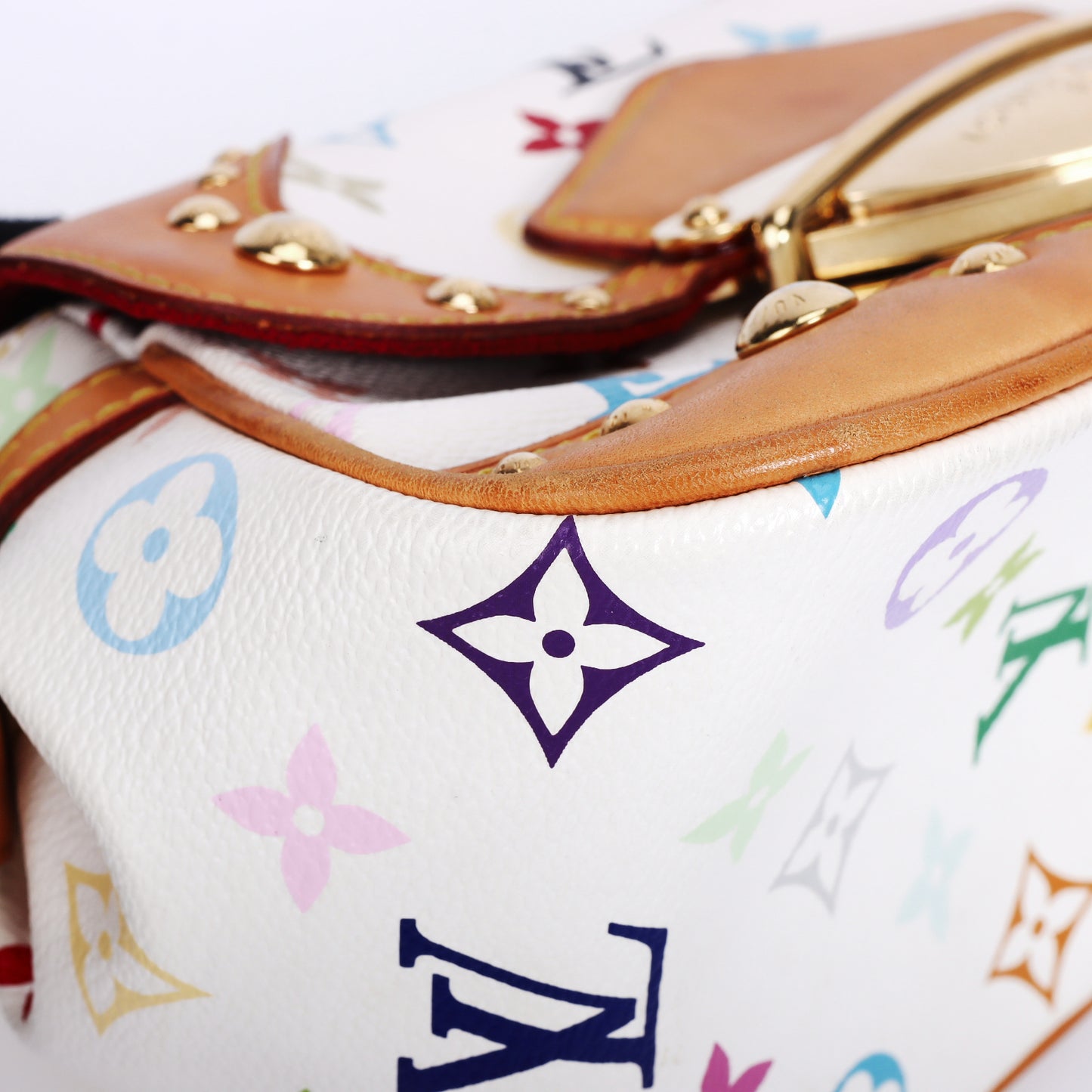 Pre-Owned Louis Vuitton Marilyn White Murakami Coated Canvas Top Handle Bag 88253274