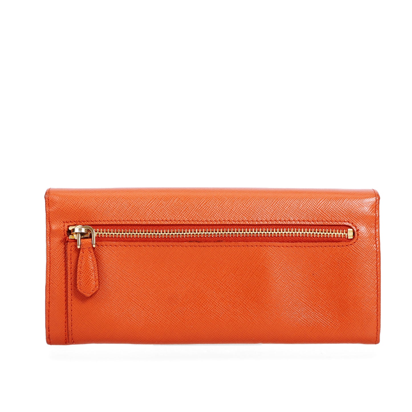 Pre-Owned Prada Bow Orange Saffiano Calfskin Long Wallet 88411733