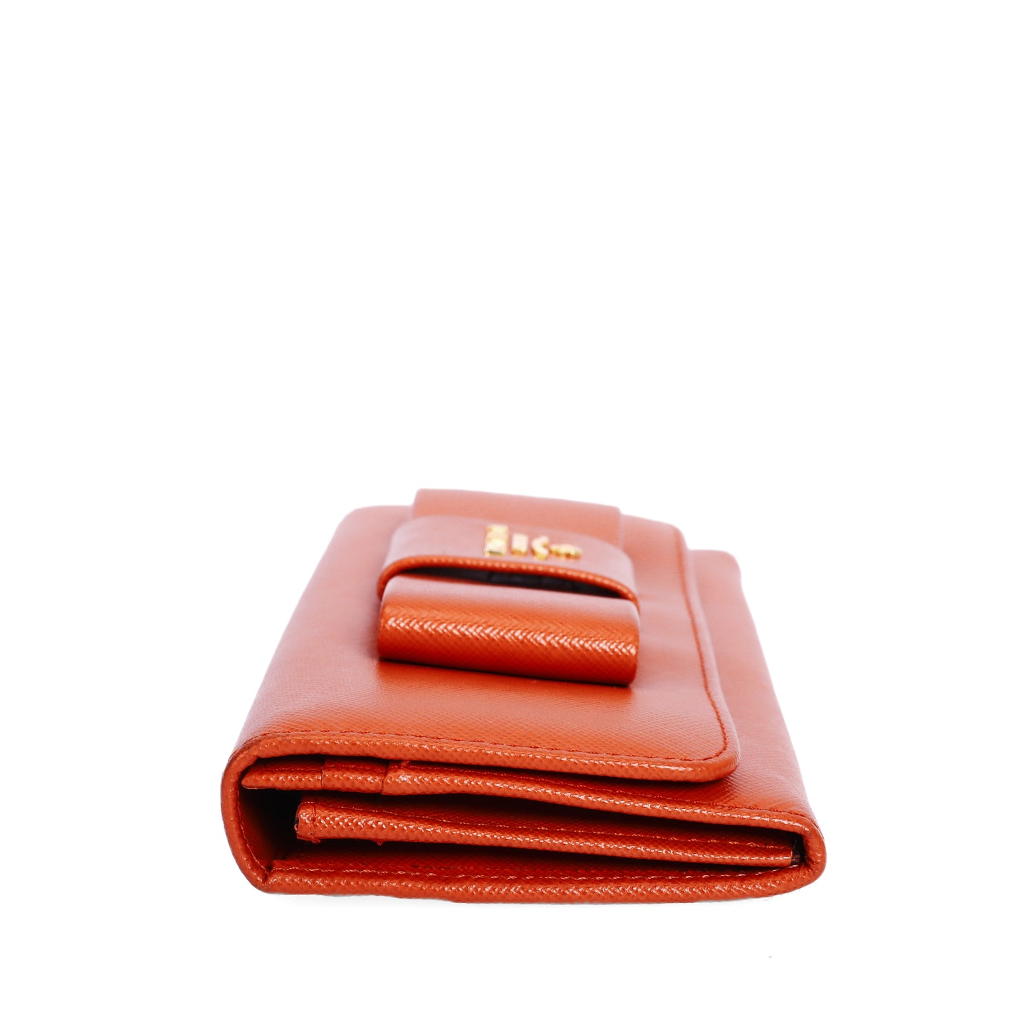 Pre-Owned Prada Bow Orange Saffiano Calfskin Long Wallet 88411733