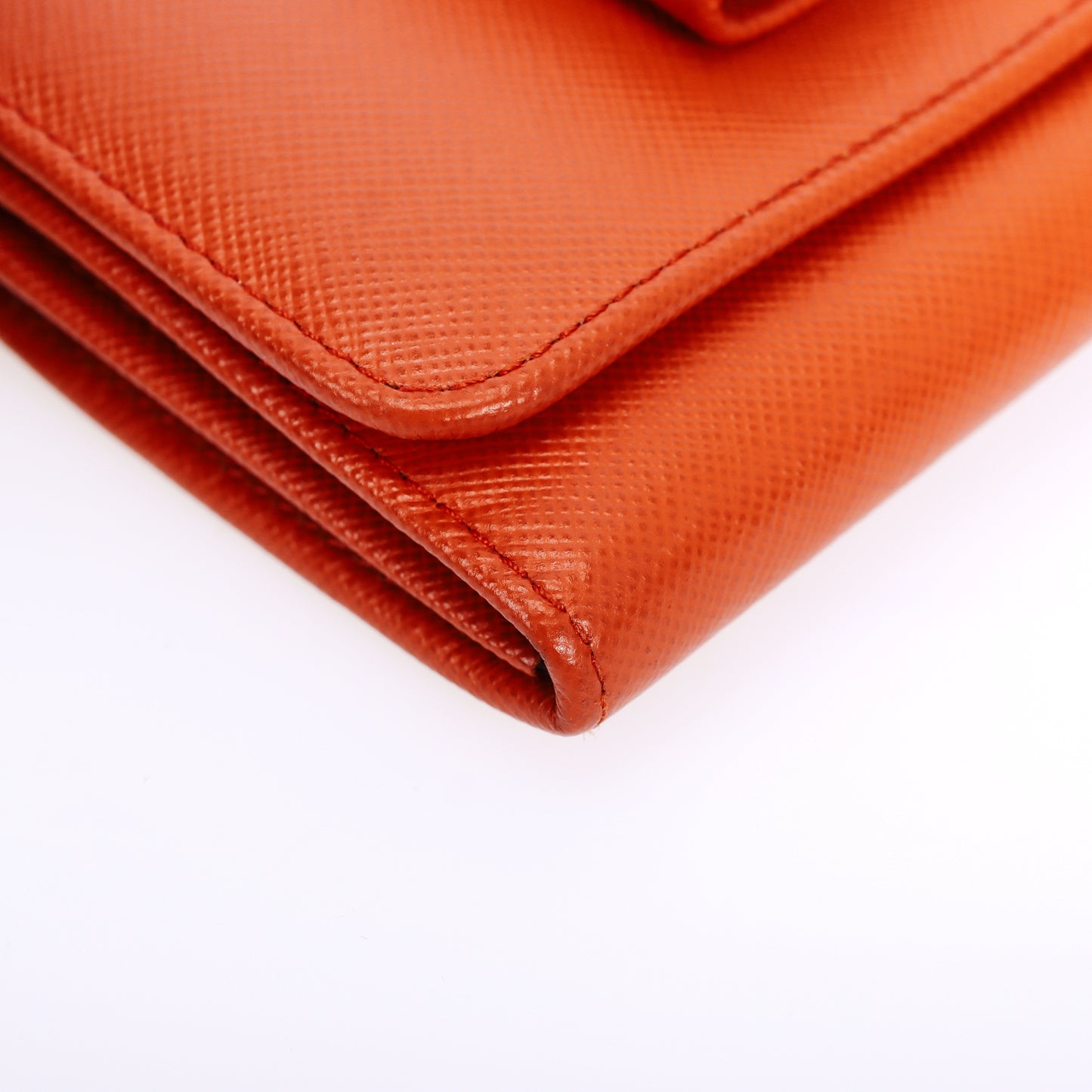 Pre-Owned Prada Bow Orange Saffiano Calfskin Long Wallet 88411733
