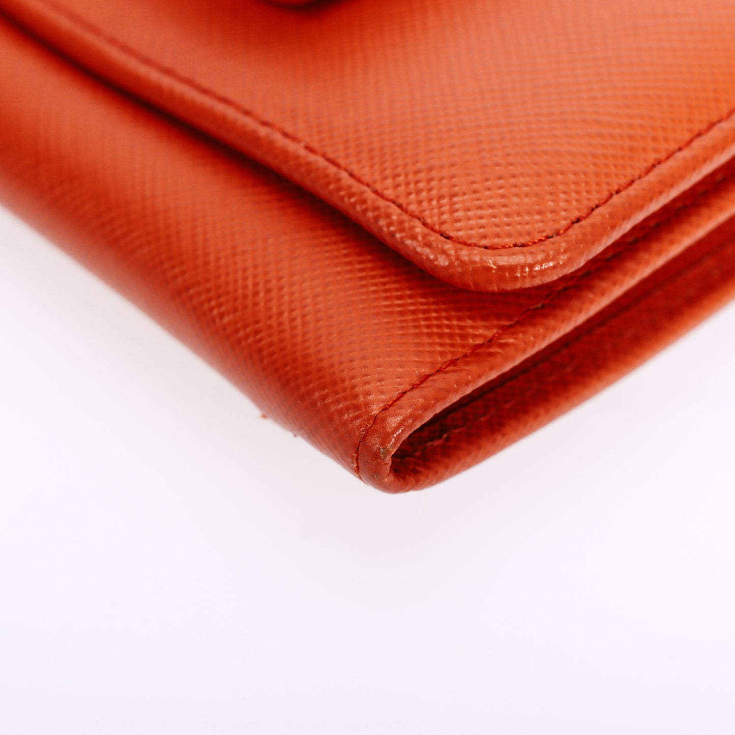 Pre-Owned Prada Bow Orange Saffiano Calfskin Long Wallet 88411733