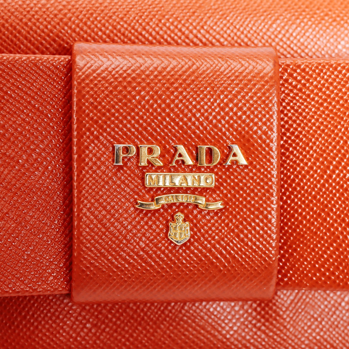 Pre-Owned Prada Bow Orange Saffiano Calfskin Long Wallet 88411733