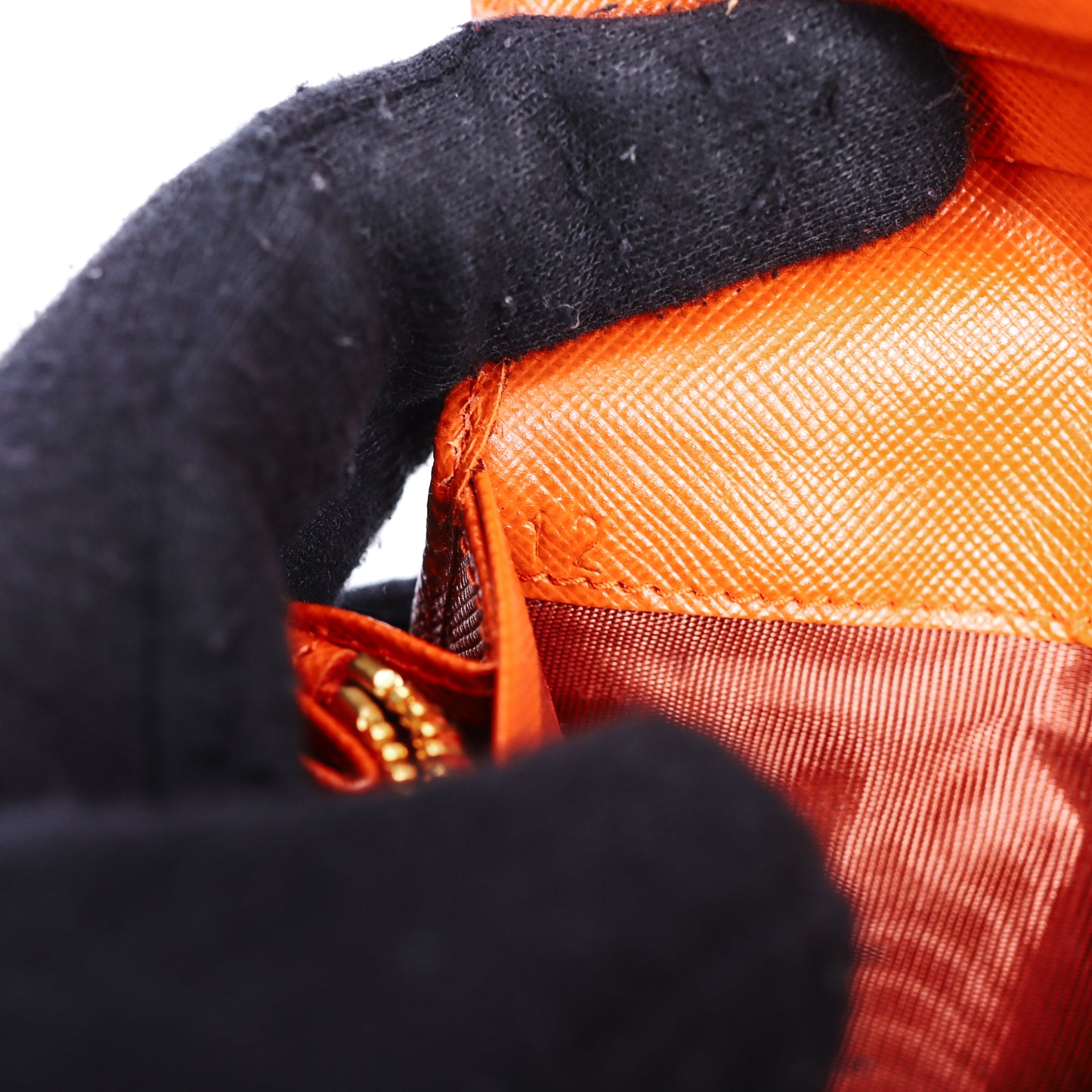 Pre-Owned Prada Bow Orange Saffiano Calfskin Long Wallet 88411733