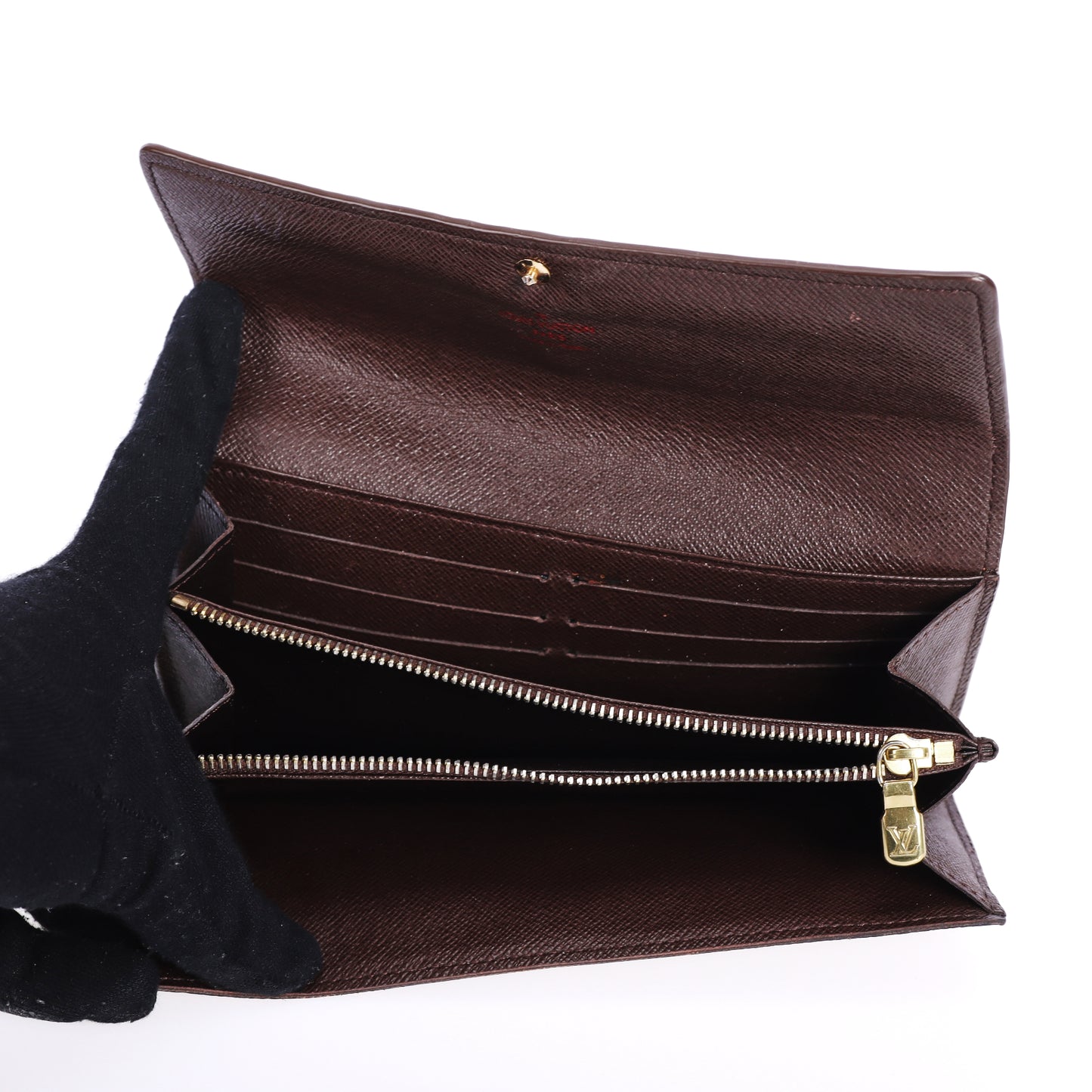 Pre-Owned Louis Vuitton Sarah Brown Damier Ebene Coated Canvas Long Wallet 88646303