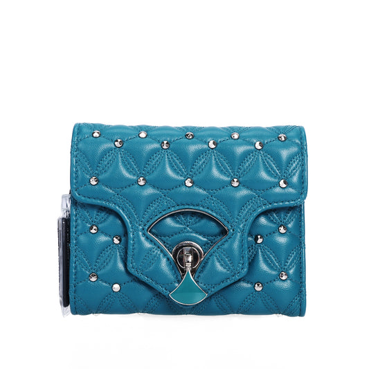 Pre-Owned Bvlgari Divas’ Dream Turquoise Calfskin Wallet 88841585