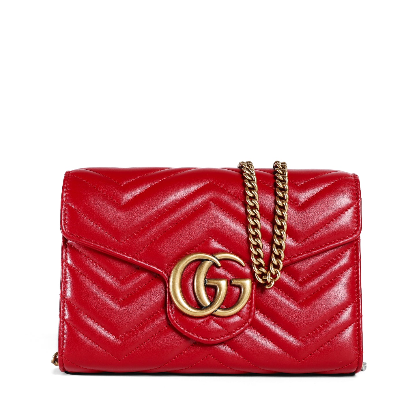 Pre-Owned Gucci GG Marmont Red Matelassé Leather Crossbody Bag 89661766