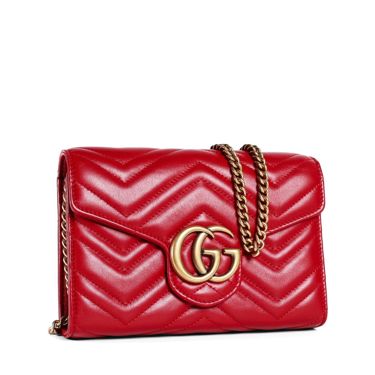 Pre-Owned Gucci GG Marmont Red Matelassé Leather Crossbody Bag 89661766