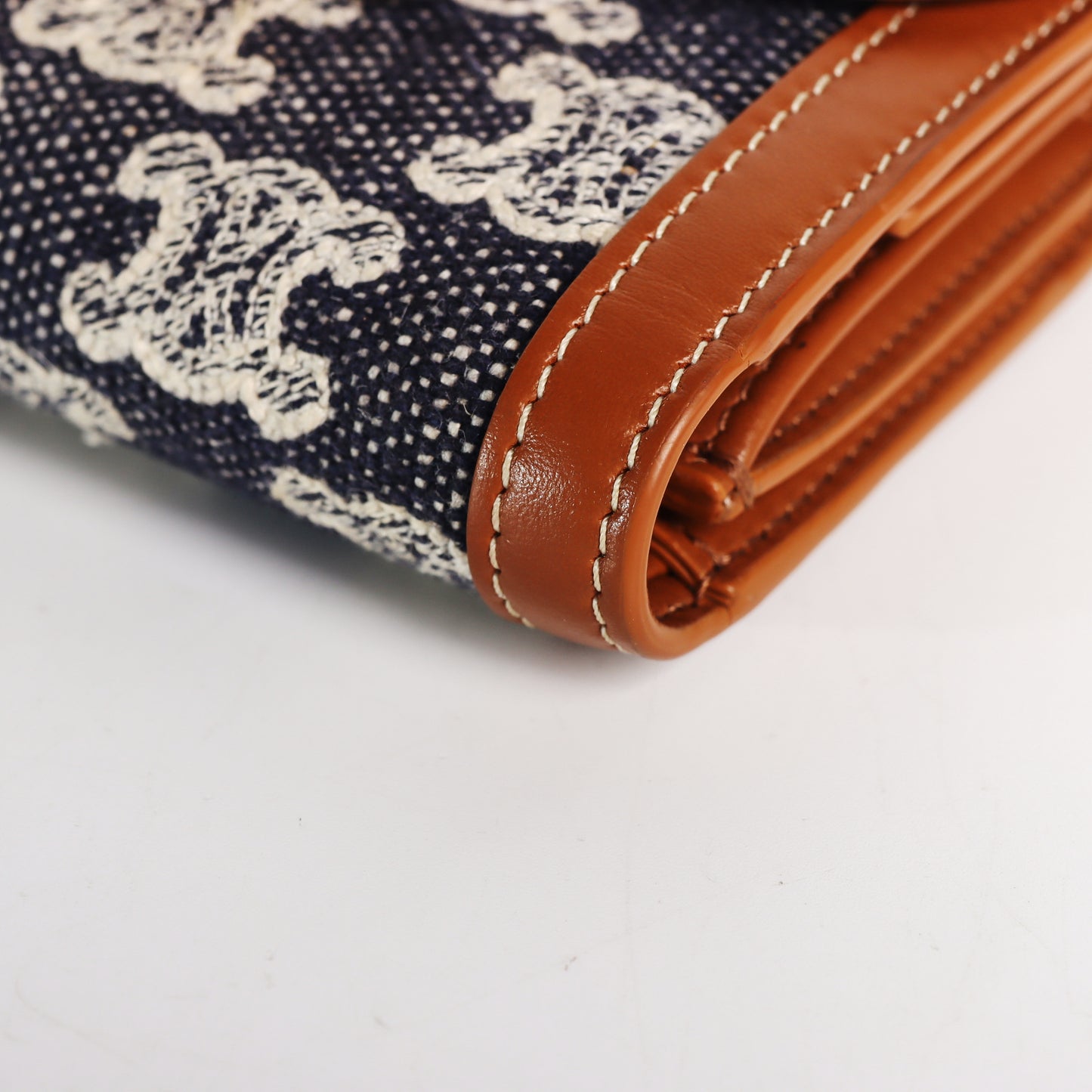 Pre-Owned Celine Triomphe Navy Denim Wallet 91142482