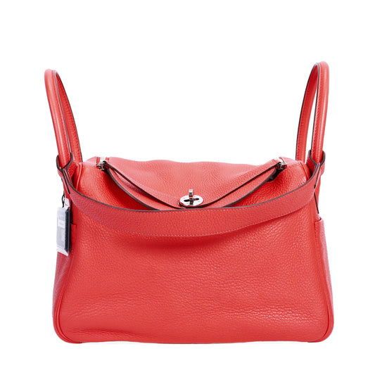 Pre-Owned Hermès Lindy Rose Salmon Taurillon Clémence Leather Shoulder Bag 91872459 L