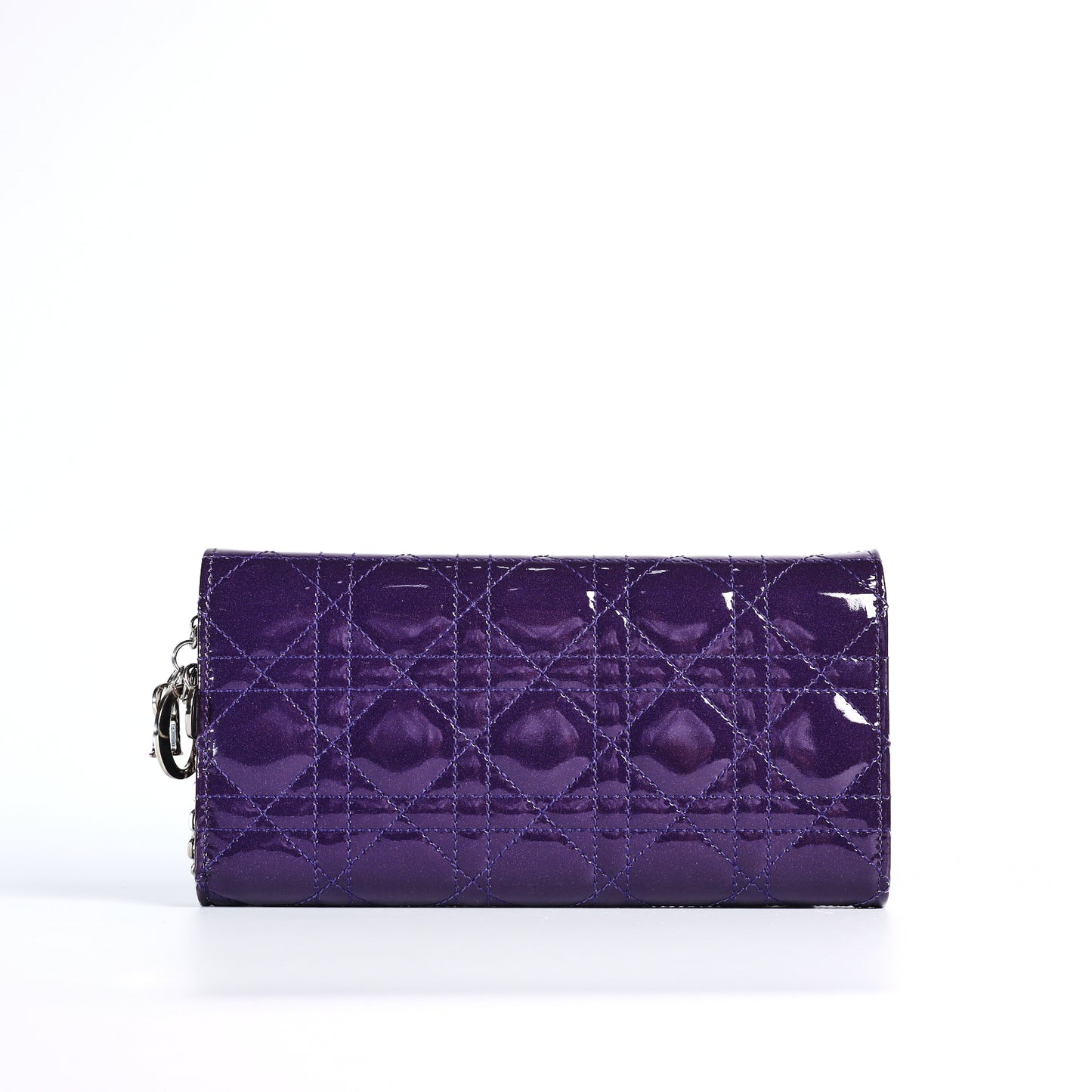 Pre-Owned Dior Purple to Blue Gradient Calfskin Wallet on Chain 92226211