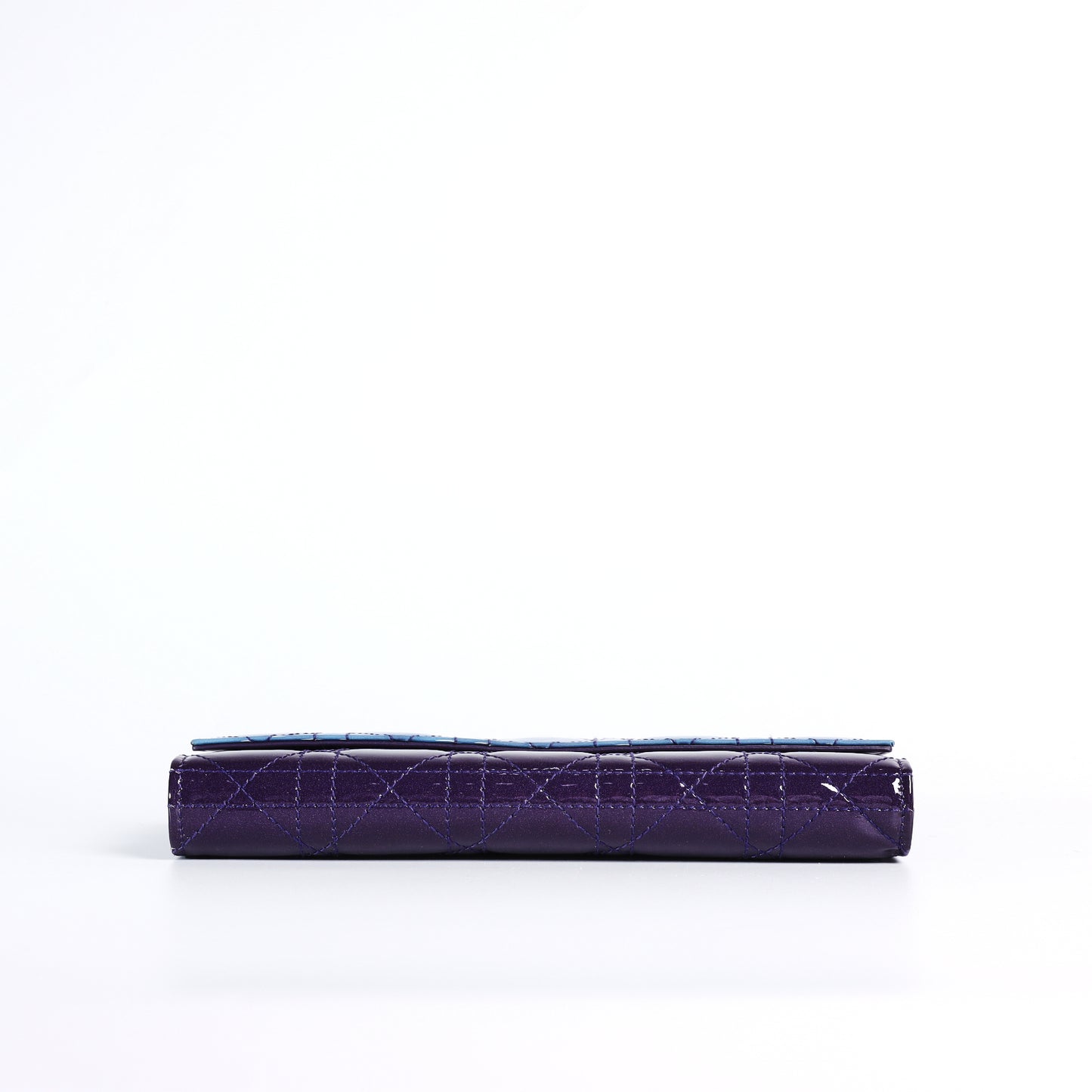 Pre-Owned Dior Purple to Blue Gradient Calfskin Wallet on Chain 92226211