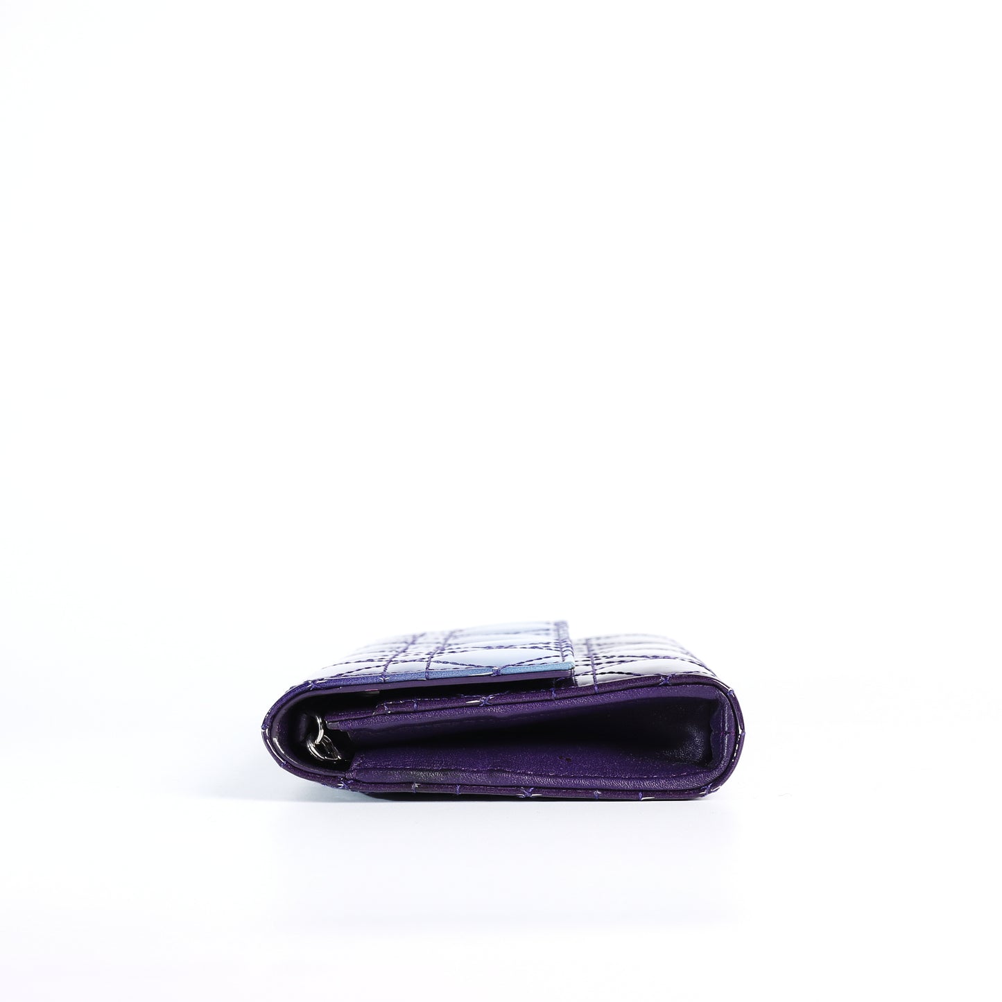 Pre-Owned Dior Purple to Blue Gradient Calfskin Wallet on Chain 92226211