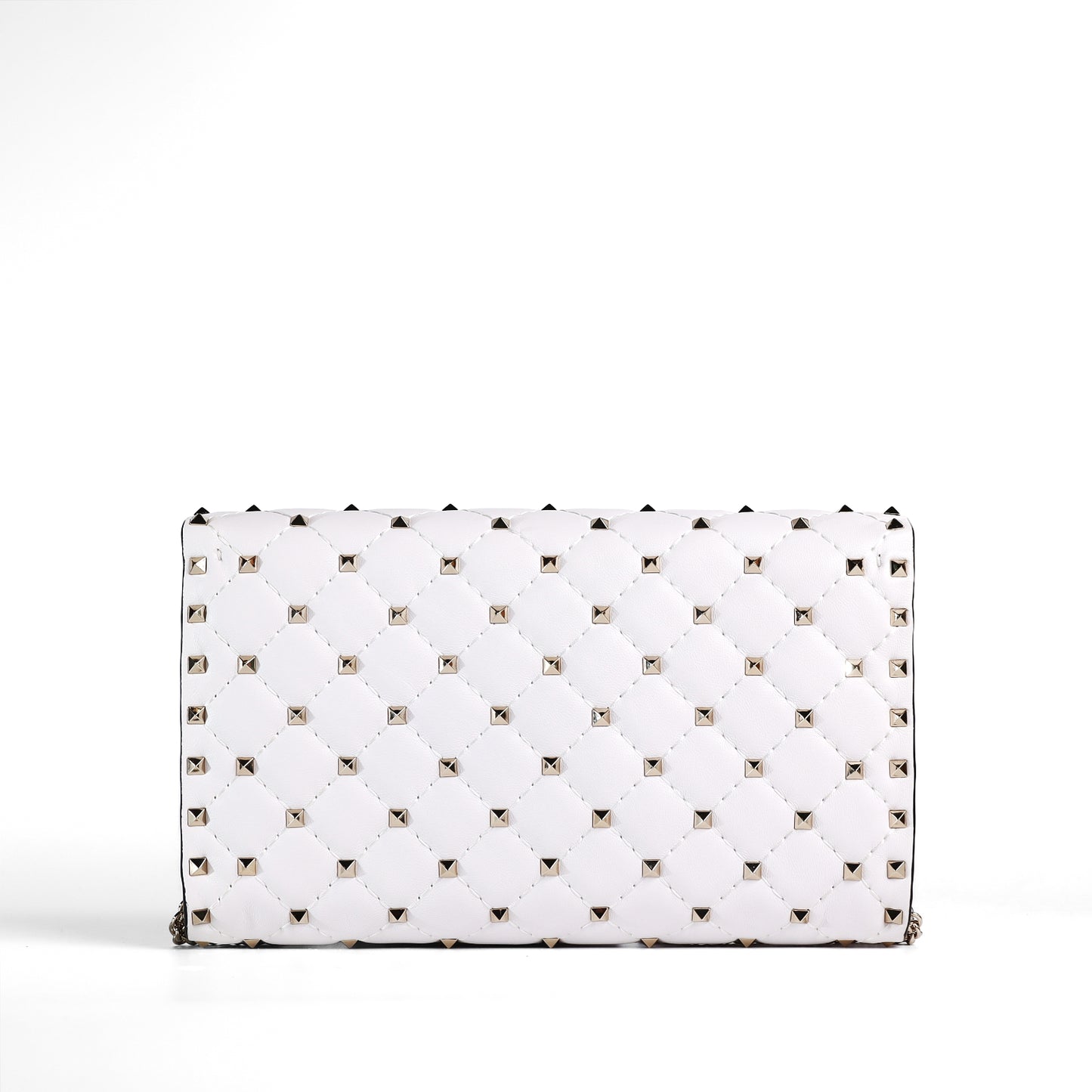 Pre-Owned Valentino Rockstud Spike White calfskin Wallet on Chain 92347410