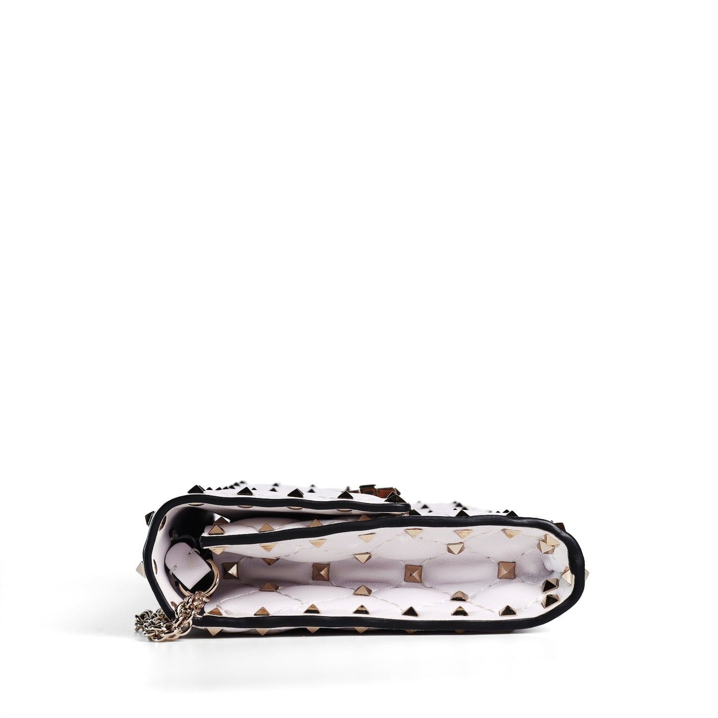 Pre-Owned Valentino Rockstud Spike White calfskin Wallet on Chain 92347410