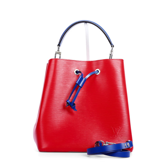 Pre-Owned Louis Vuitton NeoNoe Red Blue Calfskin Shoulder Bag  92728666
