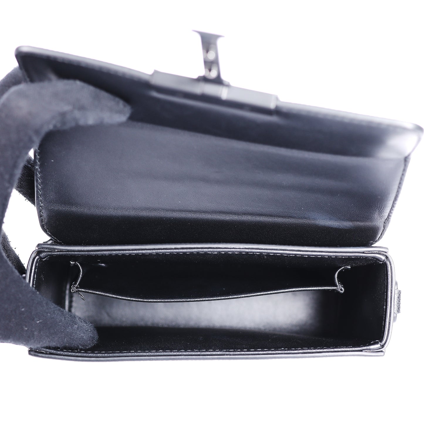 Pre-Owned Dior Montaigne Black Grained Calfskin Crossbody Bag 93211120