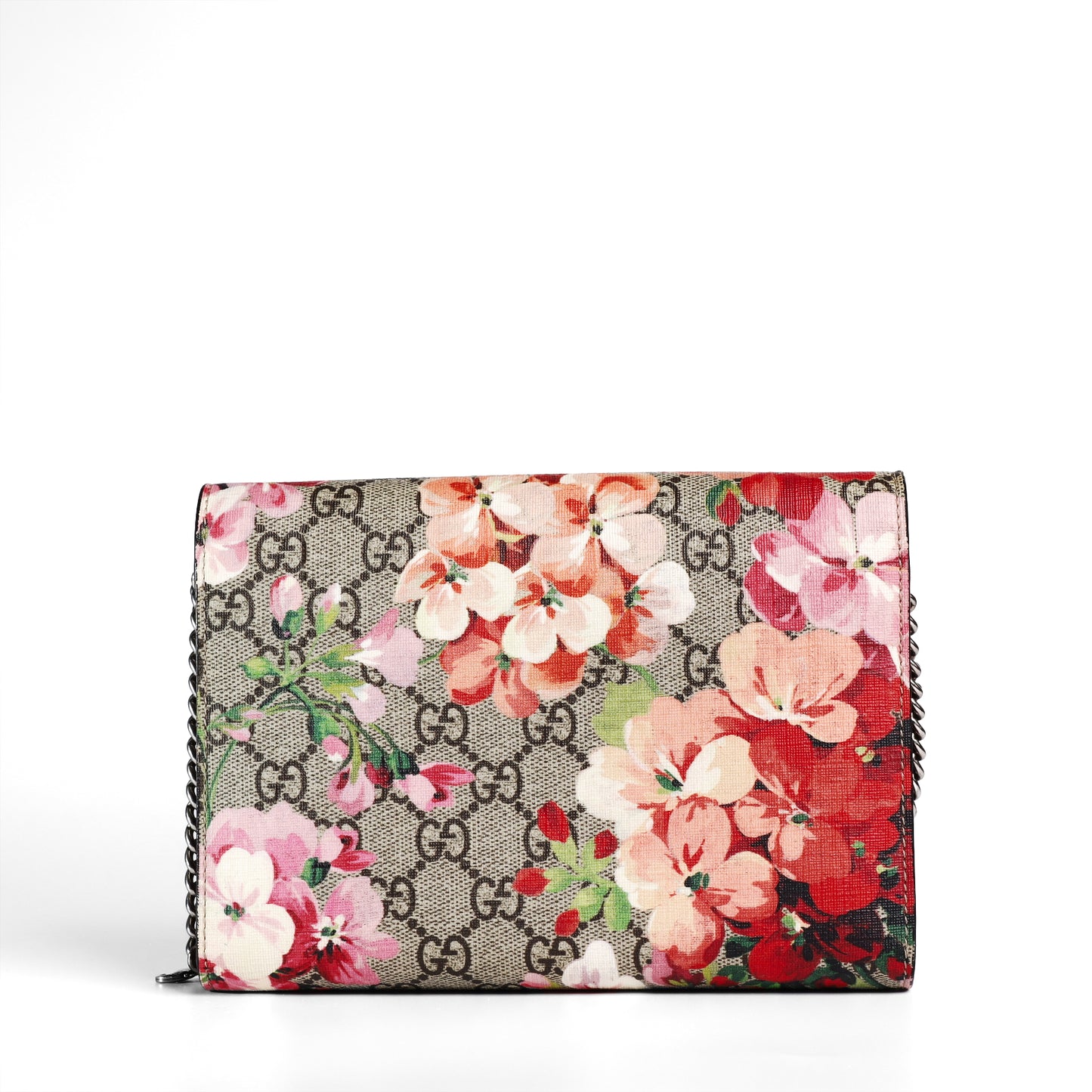 Pre‑Owned Gucci Dionysus Ebony GG Supreme coated canvas Floral Wallet on Chain 93523508