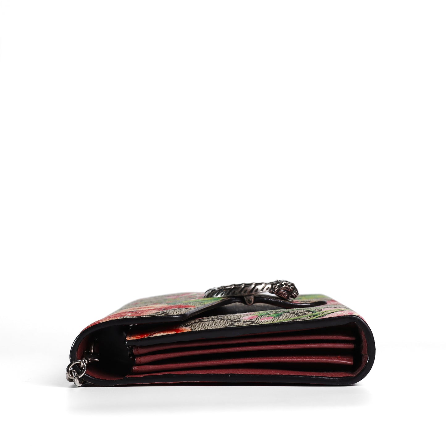 Pre‑Owned Gucci Dionysus Ebony GG Supreme coated canvas Floral Wallet on Chain 93523508