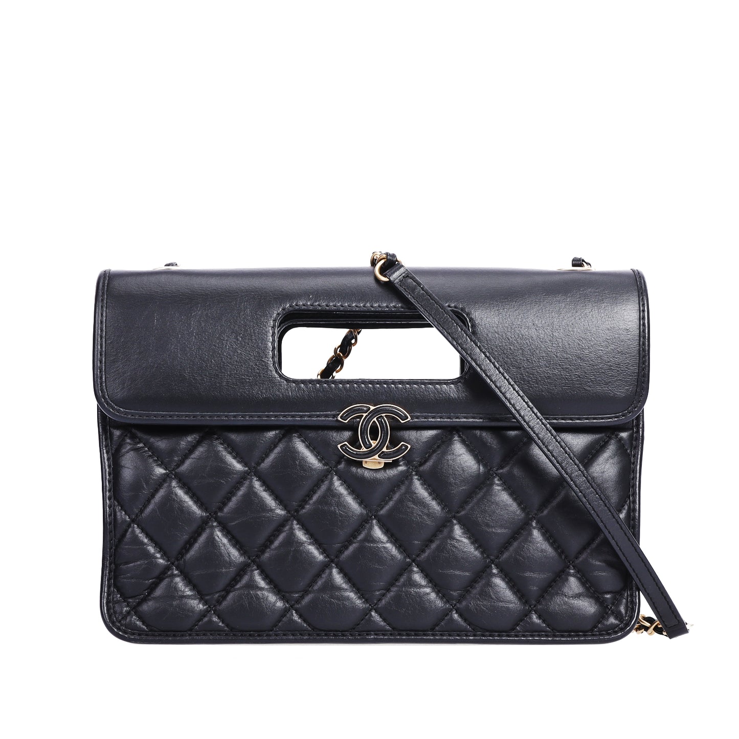 Pre-Owned Chanel  Black Quilted  Lambskin Shoulder Bag 93527587 L
