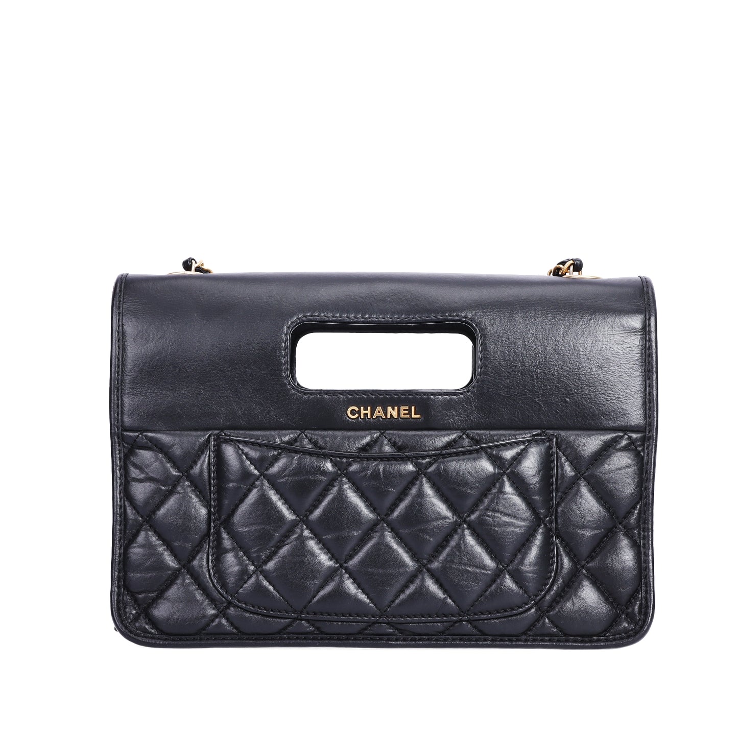 Pre-Owned Chanel  Black Quilted  Lambskin Shoulder Bag 93527587 L