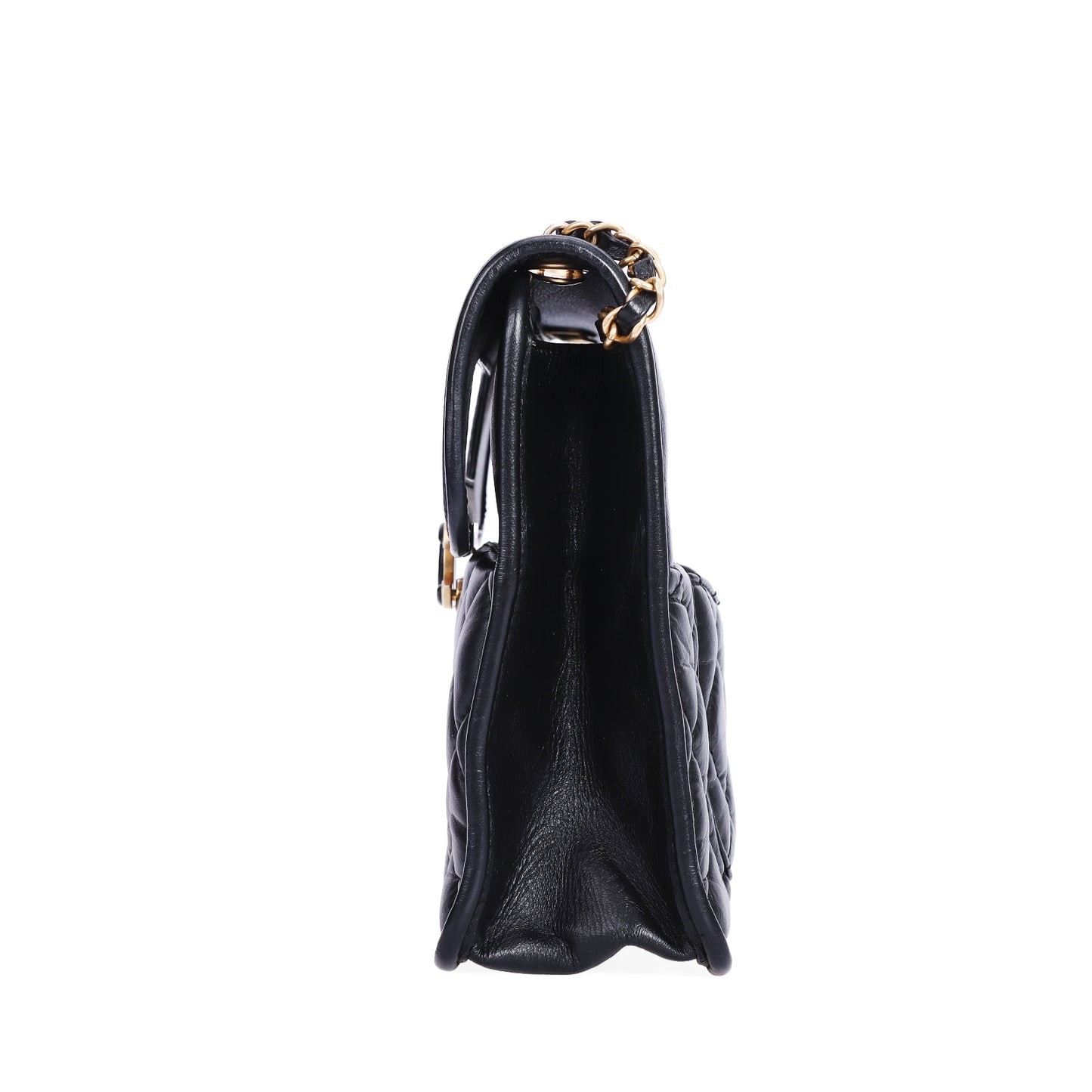 Pre-Owned Chanel  Black Quilted  Lambskin Shoulder Bag 93527587 L