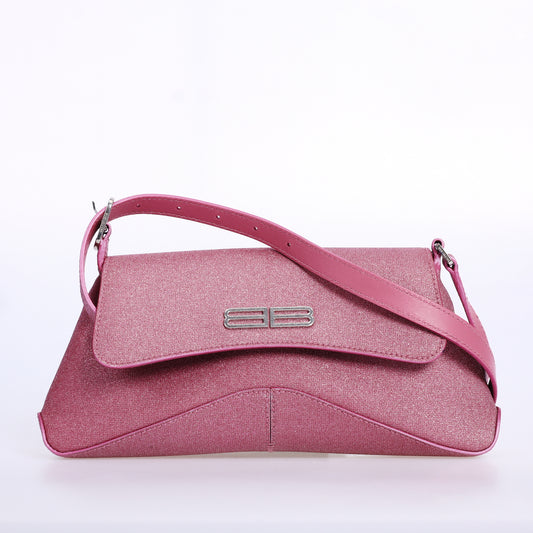 Pre-Owned Balenciaga Metallic Pink Sparkling Fabric Shoulder Bag 93730436