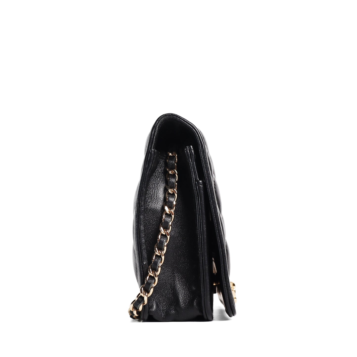 Pre-Owned Chanel Boy Black Lambskin Wallet on Chain 94594327
