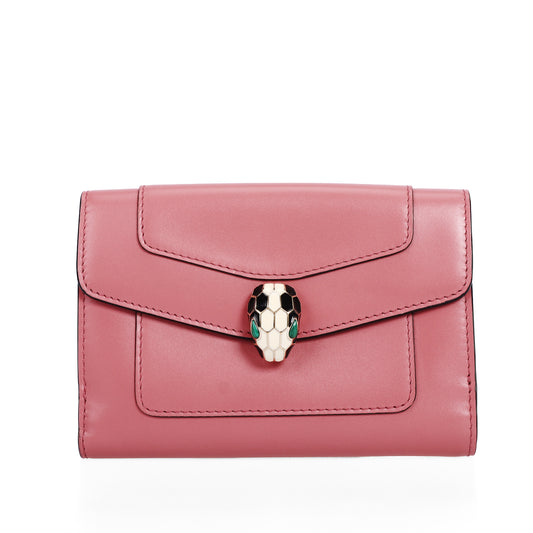 Pre-Owned Bulgari Serpenti Forever Pink Calfskin Small Wallet 94919829