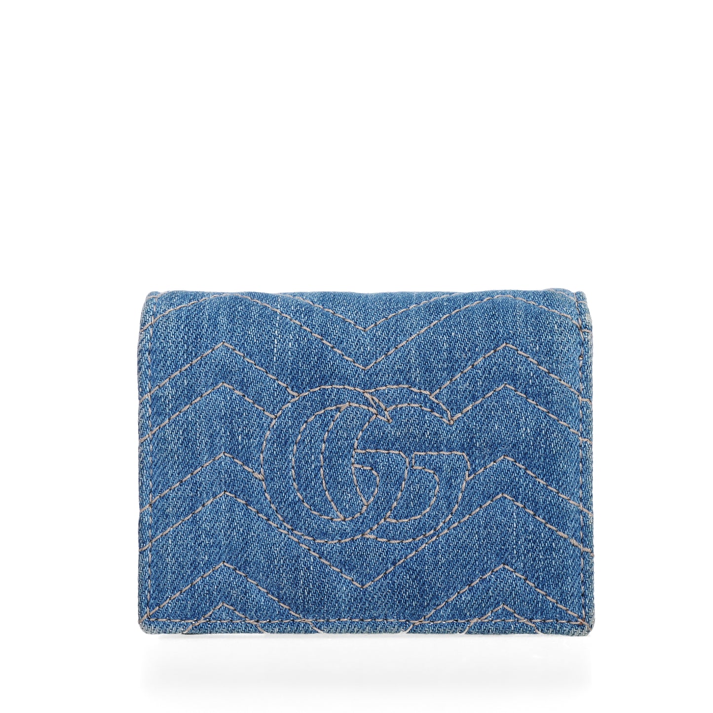 Pre-Owned Gucci GG Marmont Light Blue Denim Wallet 95268986