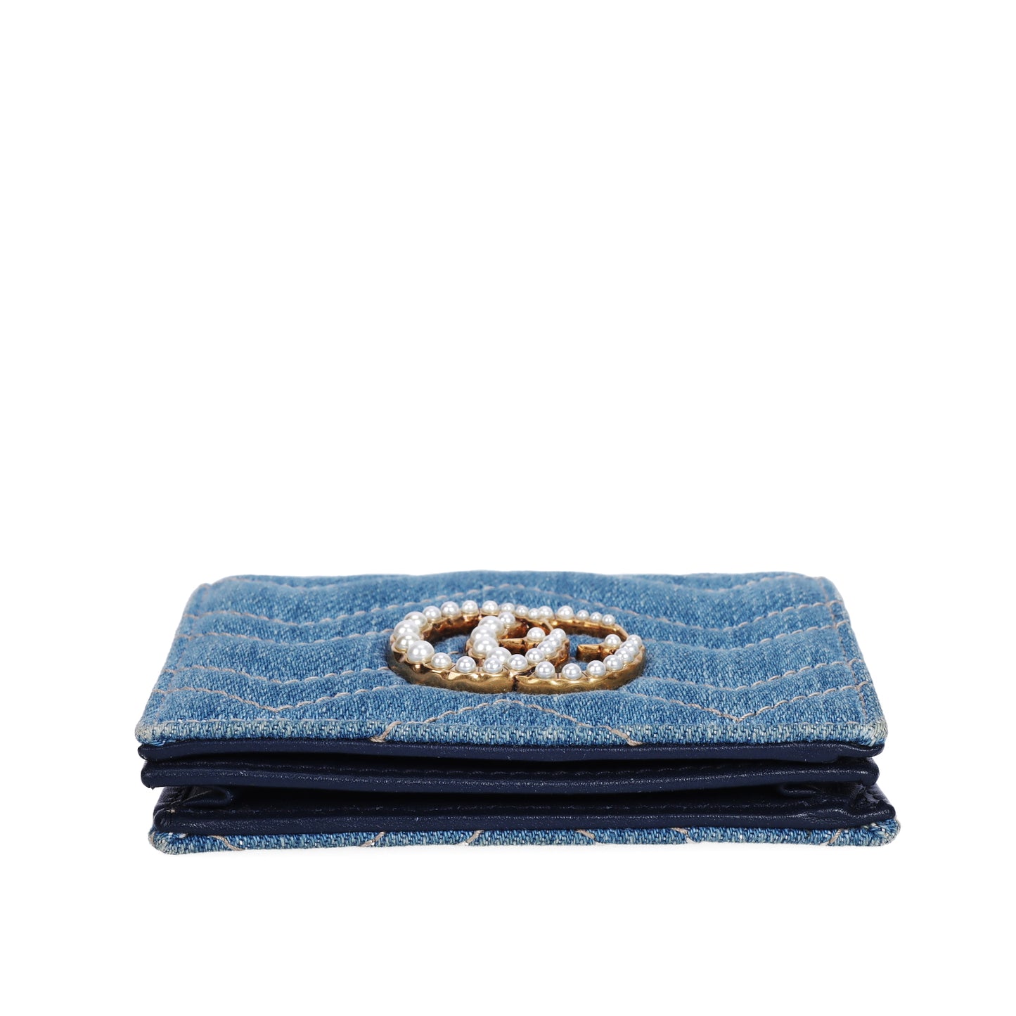 Pre-Owned Gucci GG Marmont Light Blue Denim Wallet 95268986