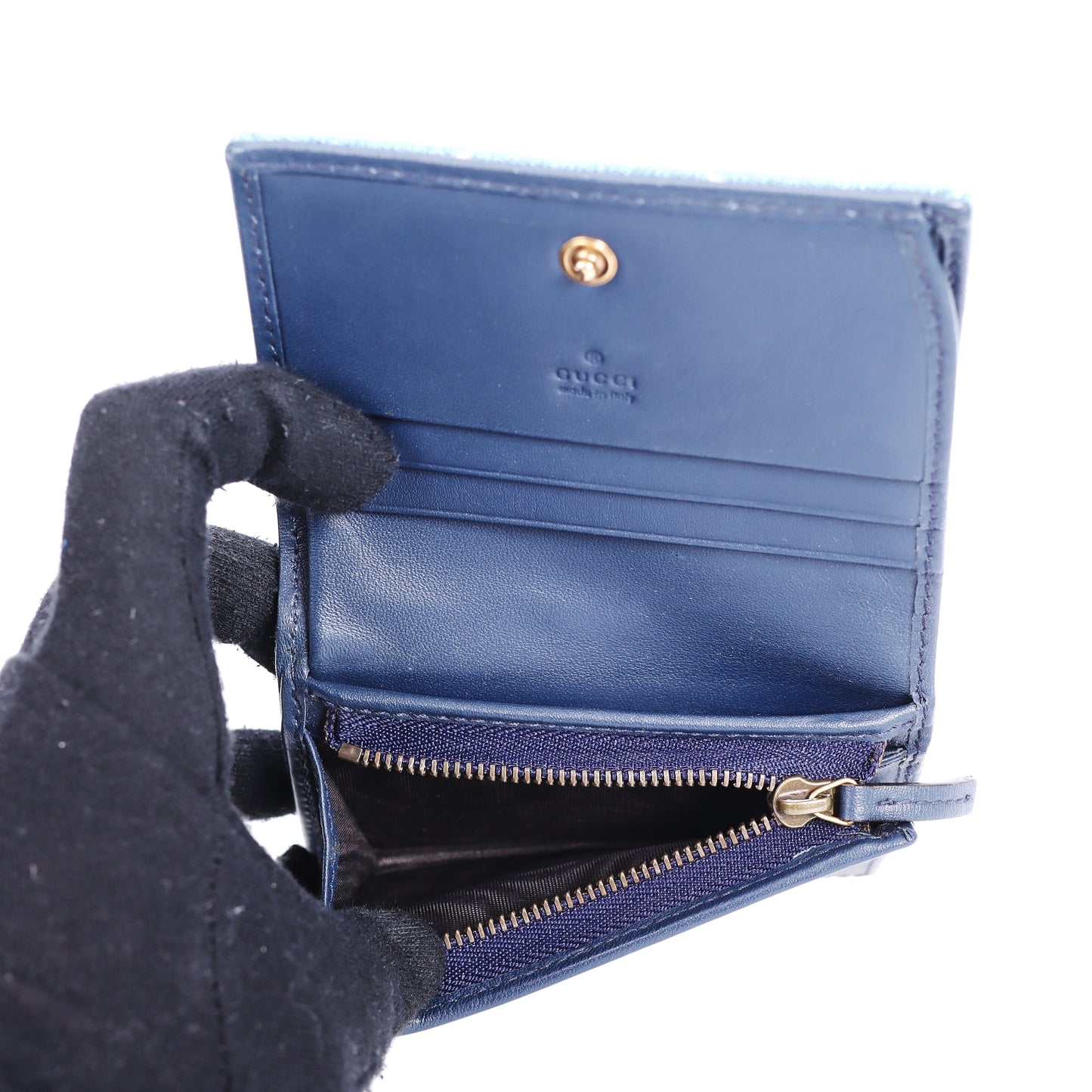 Pre-Owned Gucci GG Marmont Light Blue Denim Wallet 95268986