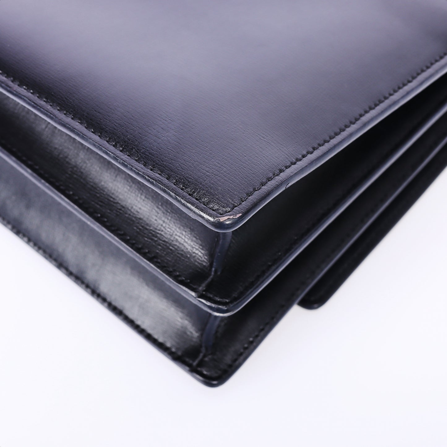 Pre-Owned Saint Laurent Sunset Black Calfskin Leather Crossbody Bag 95460981