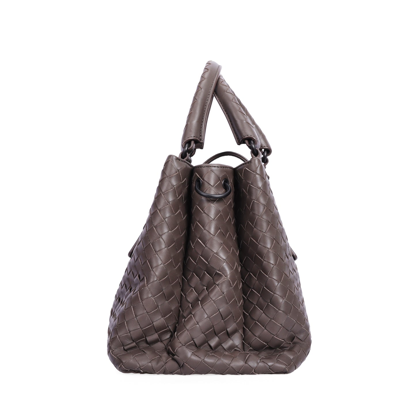 Pre-Owned Bottega Veneta Roma Intrecciato Taupe Calfskin Shoulder Bag 95490072