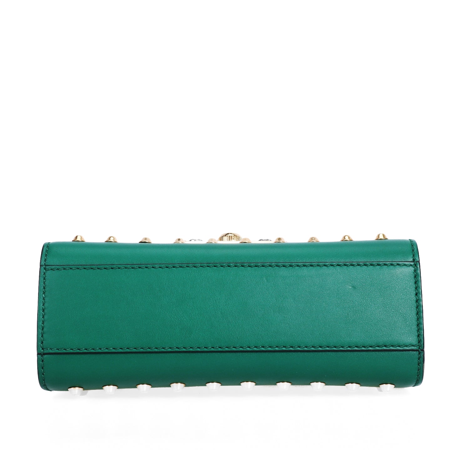 Pre-Owned Gucci Padlock Studded Green Calfskin Shoulder Bag 95549399