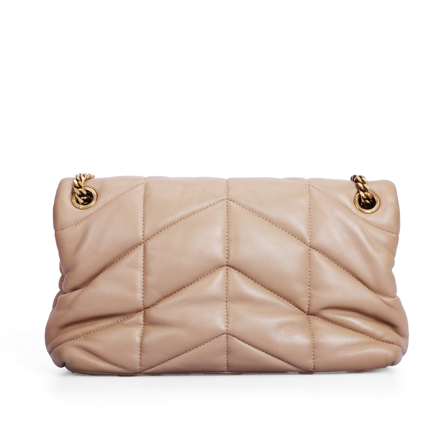 Pre-Owned Saint Laurent Puffer Beige Lambskin Quilted Shoulder Bag 95991625