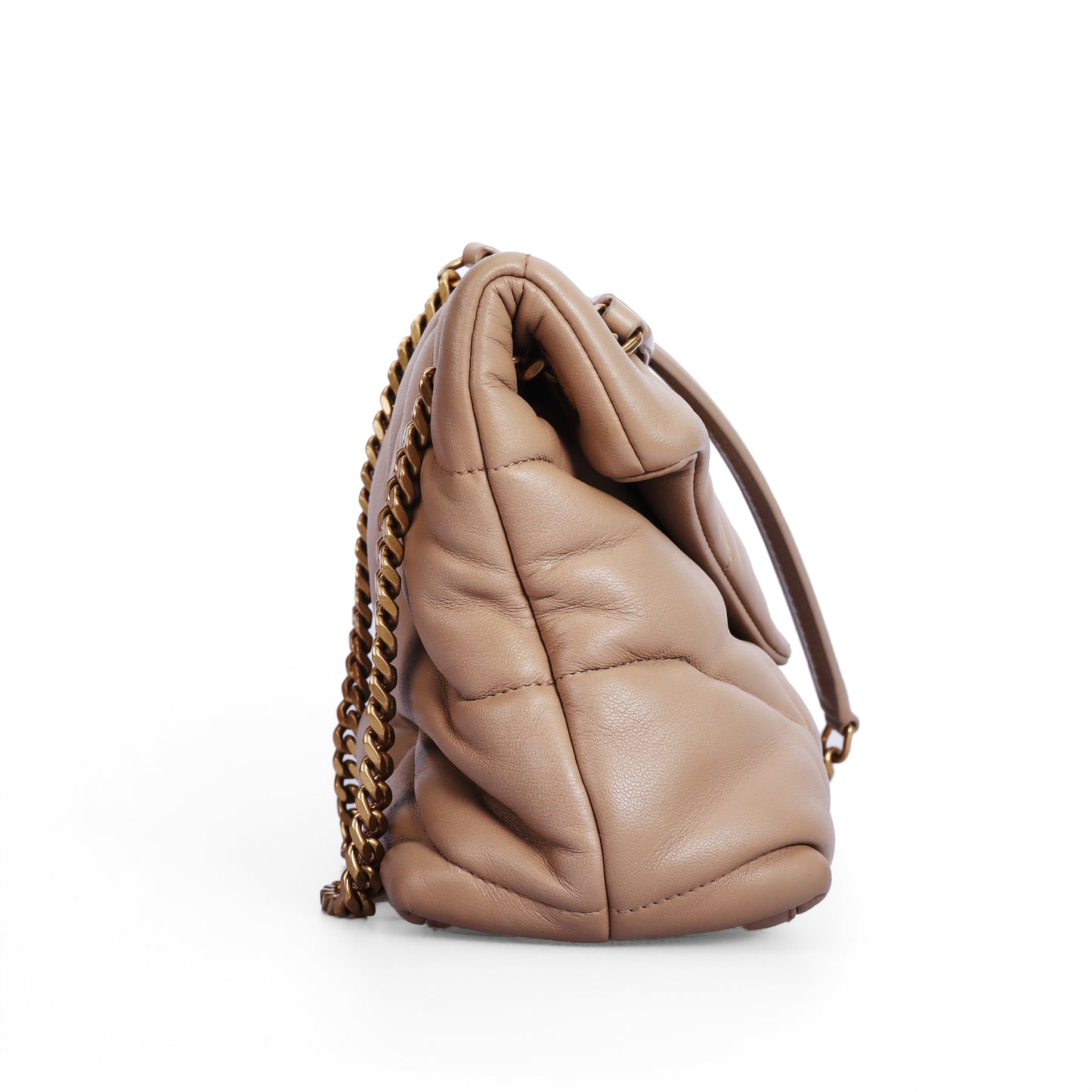 Pre-Owned Saint Laurent Puffer Beige Lambskin Quilted Shoulder Bag 95991625