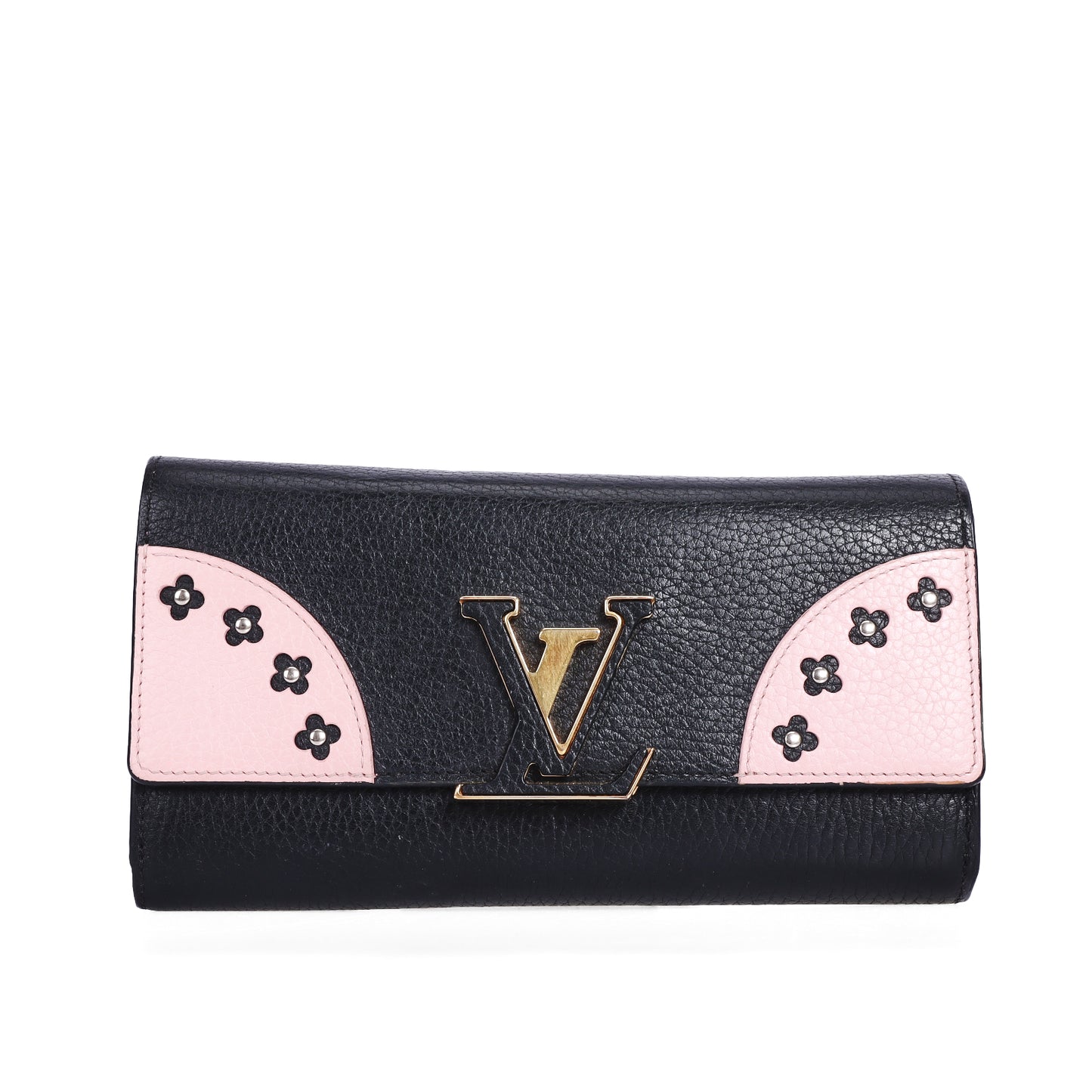 Pre-Owned Louis Vuitton Black Calfskin Long Wallet  96873777