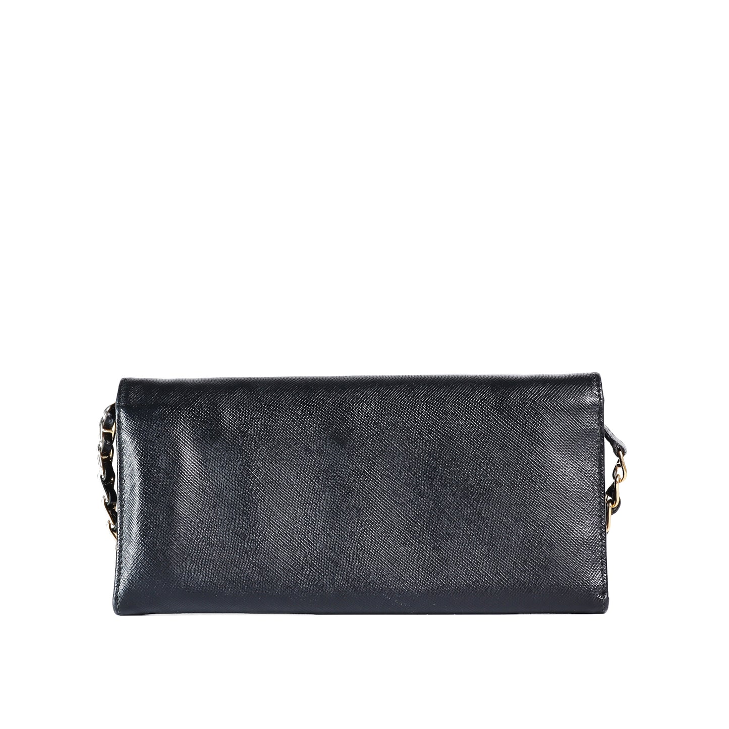 Pre-Owned Prada Black Calfskin Wallet on Chain 96890096