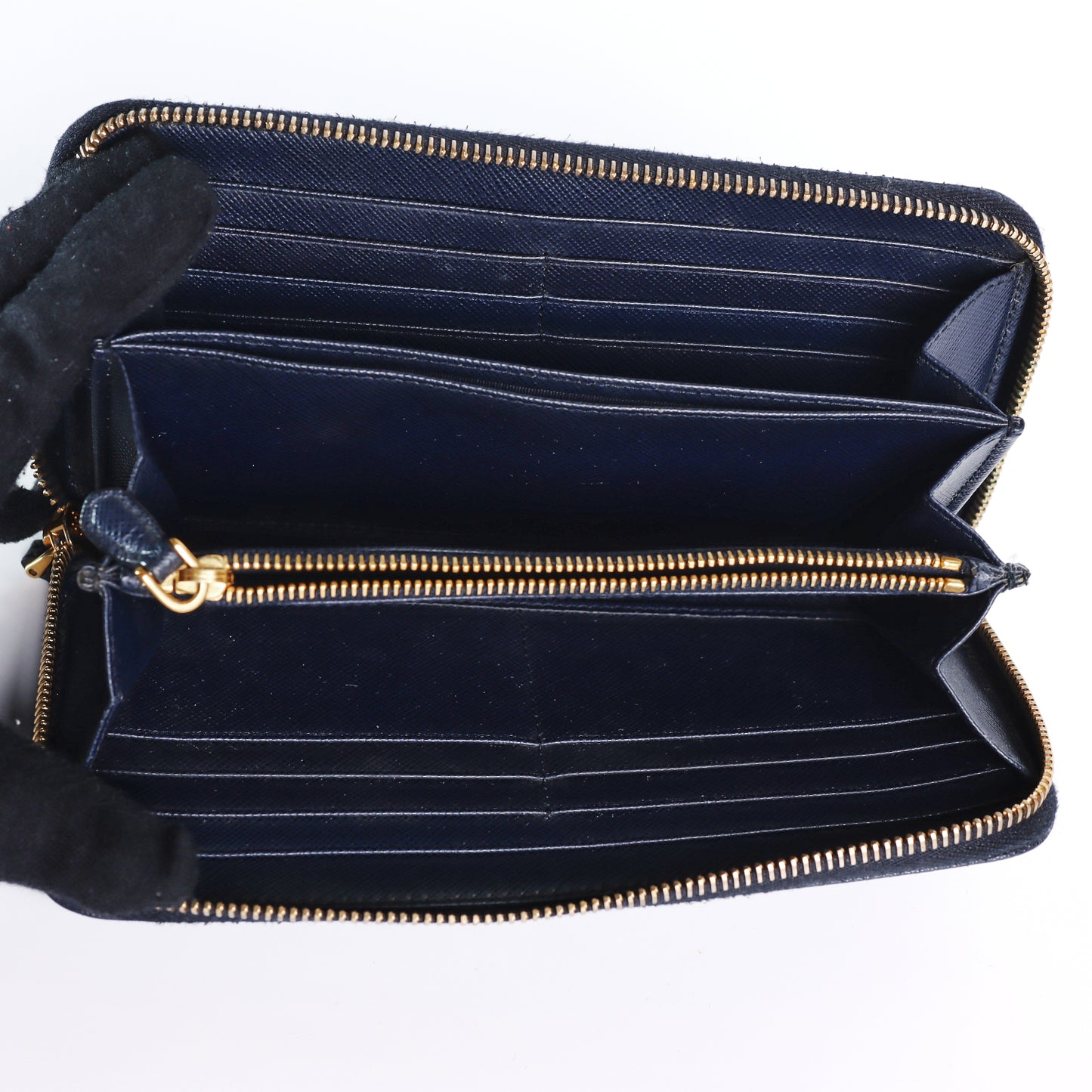 Pre-Owned Prada Navy Blue Saffiano Calfskin Wallet96934415