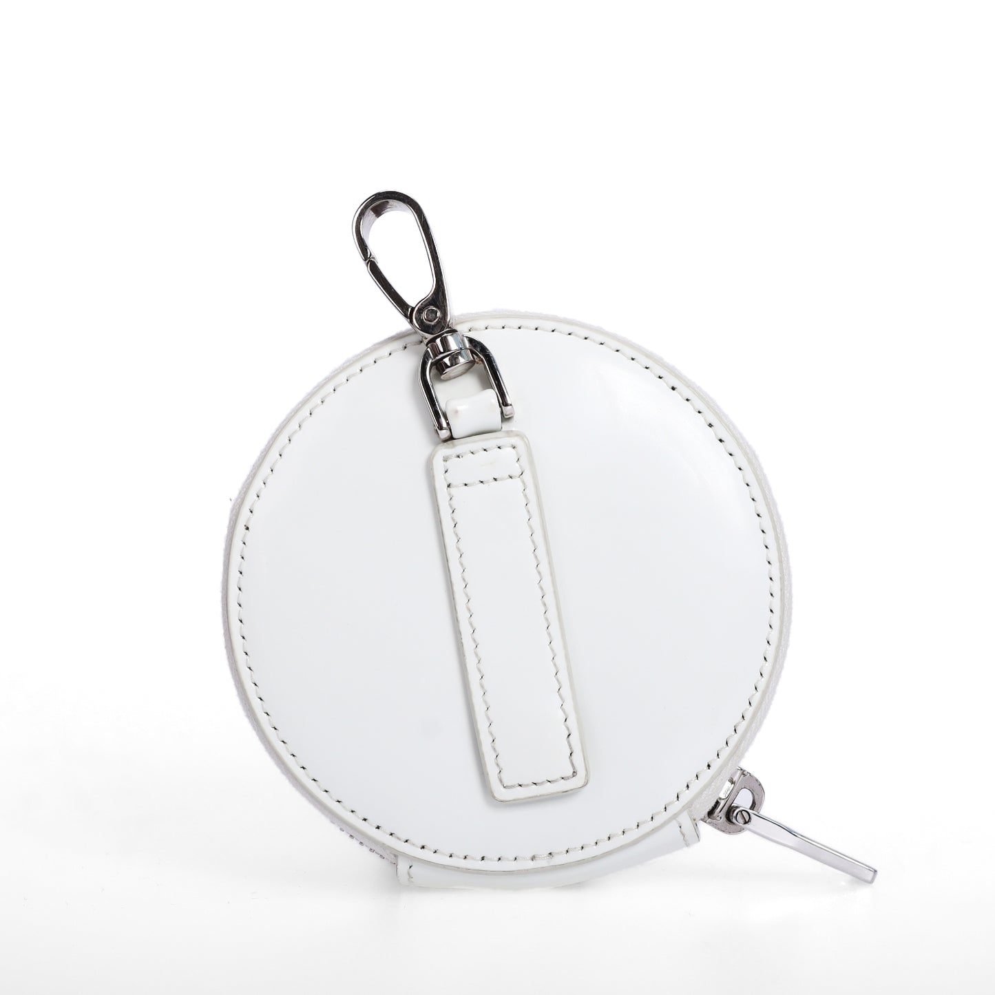 Pre-Owned Prada White Patent Leather Round Coin Purse Small Leather Goods 96948374