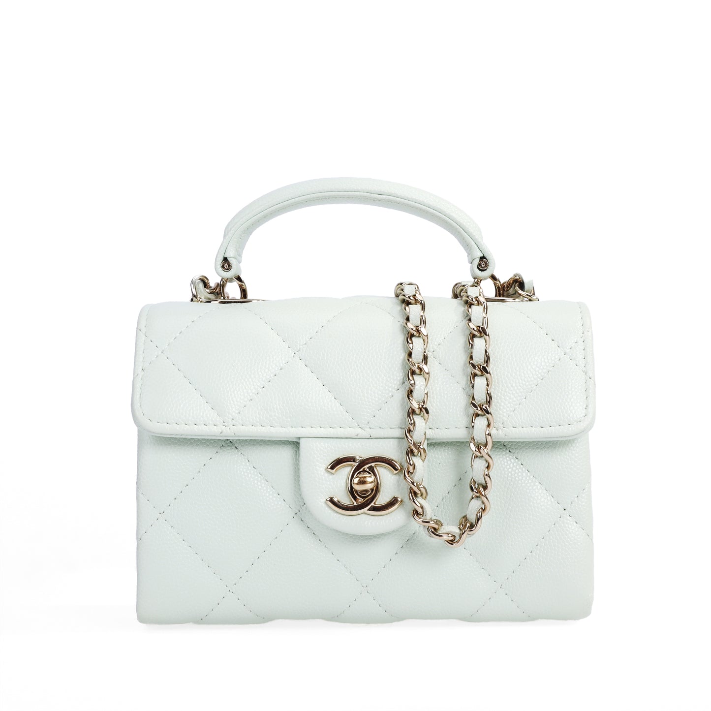 Pre-Owned Chanel  25S Light Green Caviar Calfskin Shoulder Bag 97423856  L