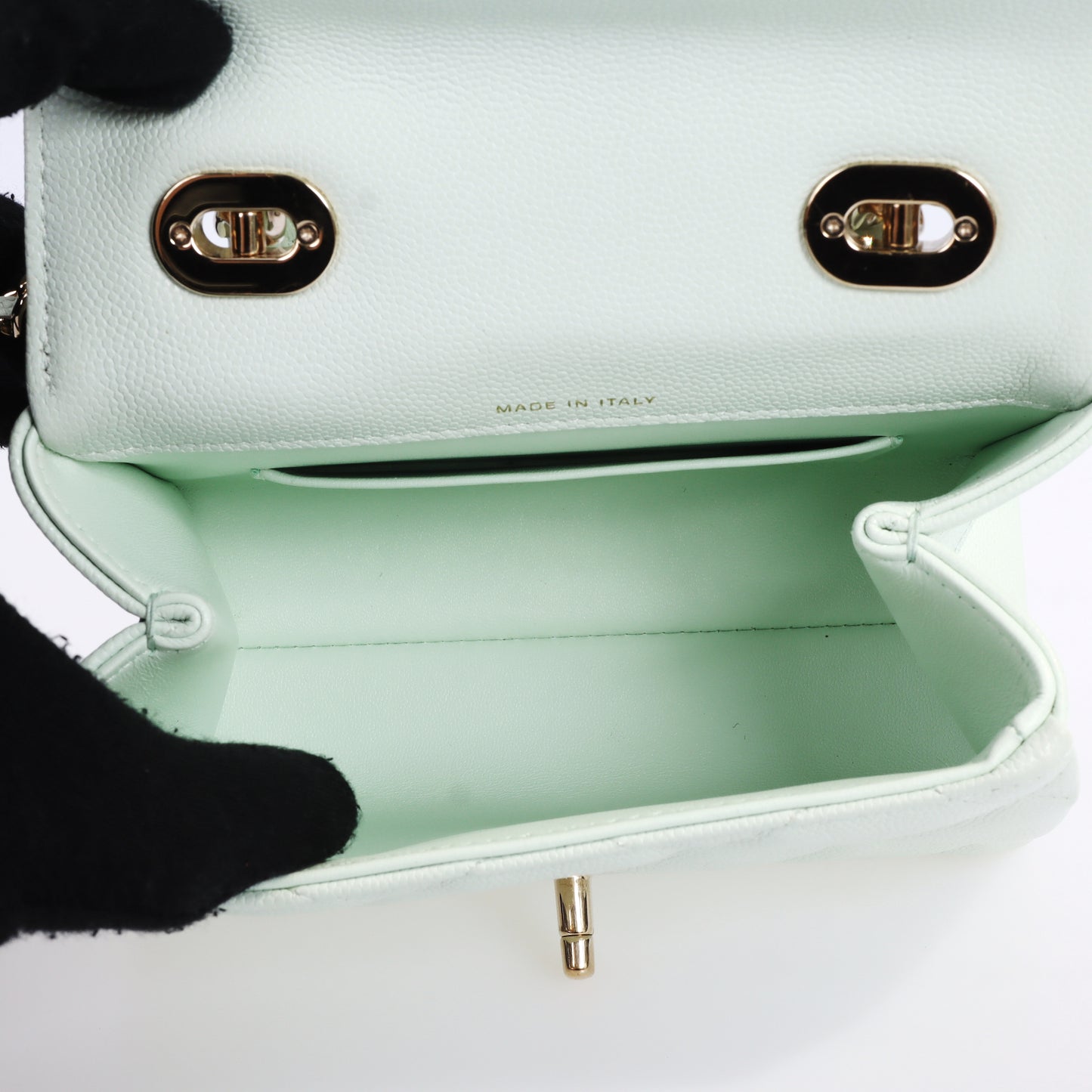 Pre-Owned Chanel  25S Light Green Caviar Calfskin Shoulder Bag 97423856  L
